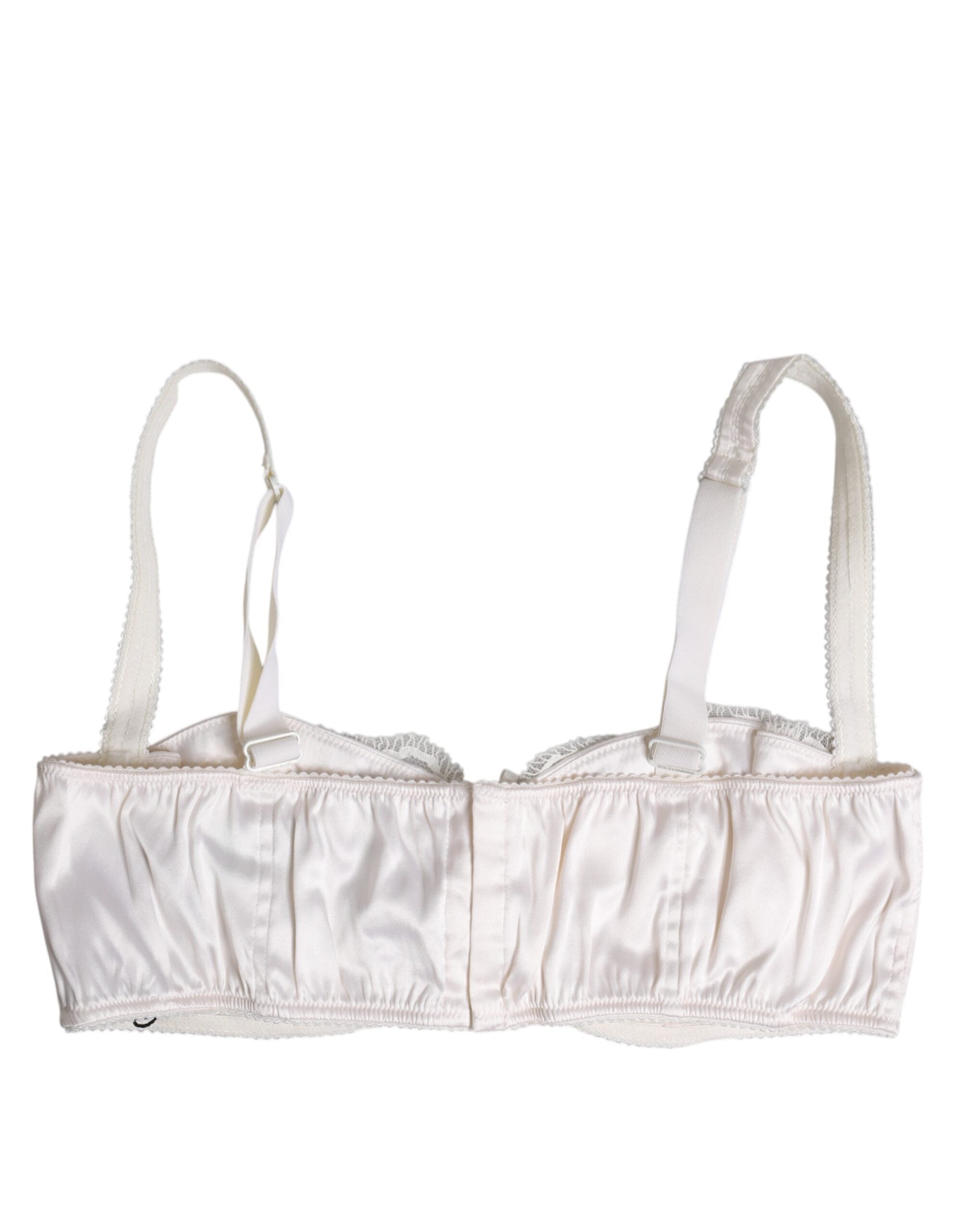 White Silk Underwired Balconette Bra Underwear - ventzia