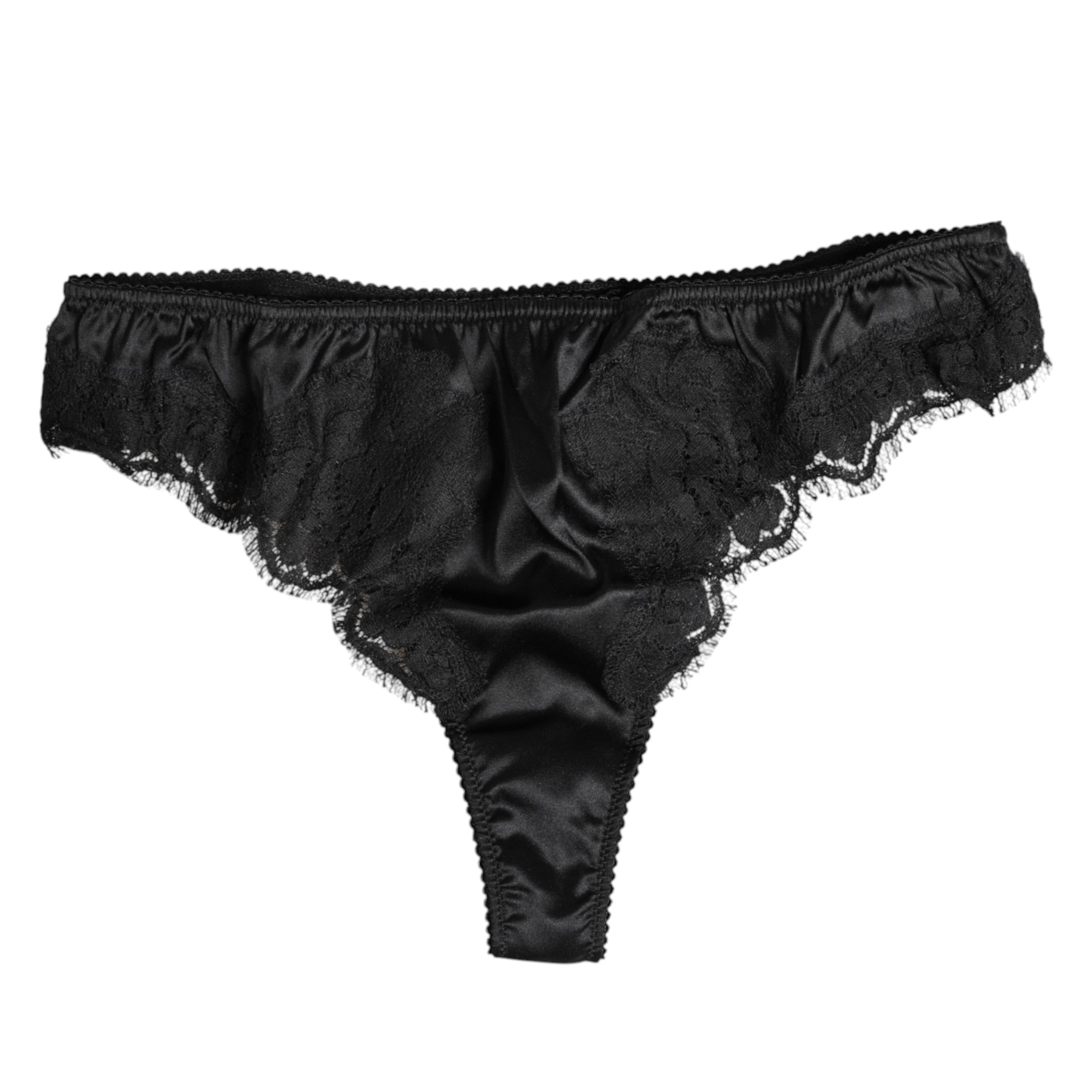 Black Silk Lace Stretch Bikini Panty Underwear - ventzia