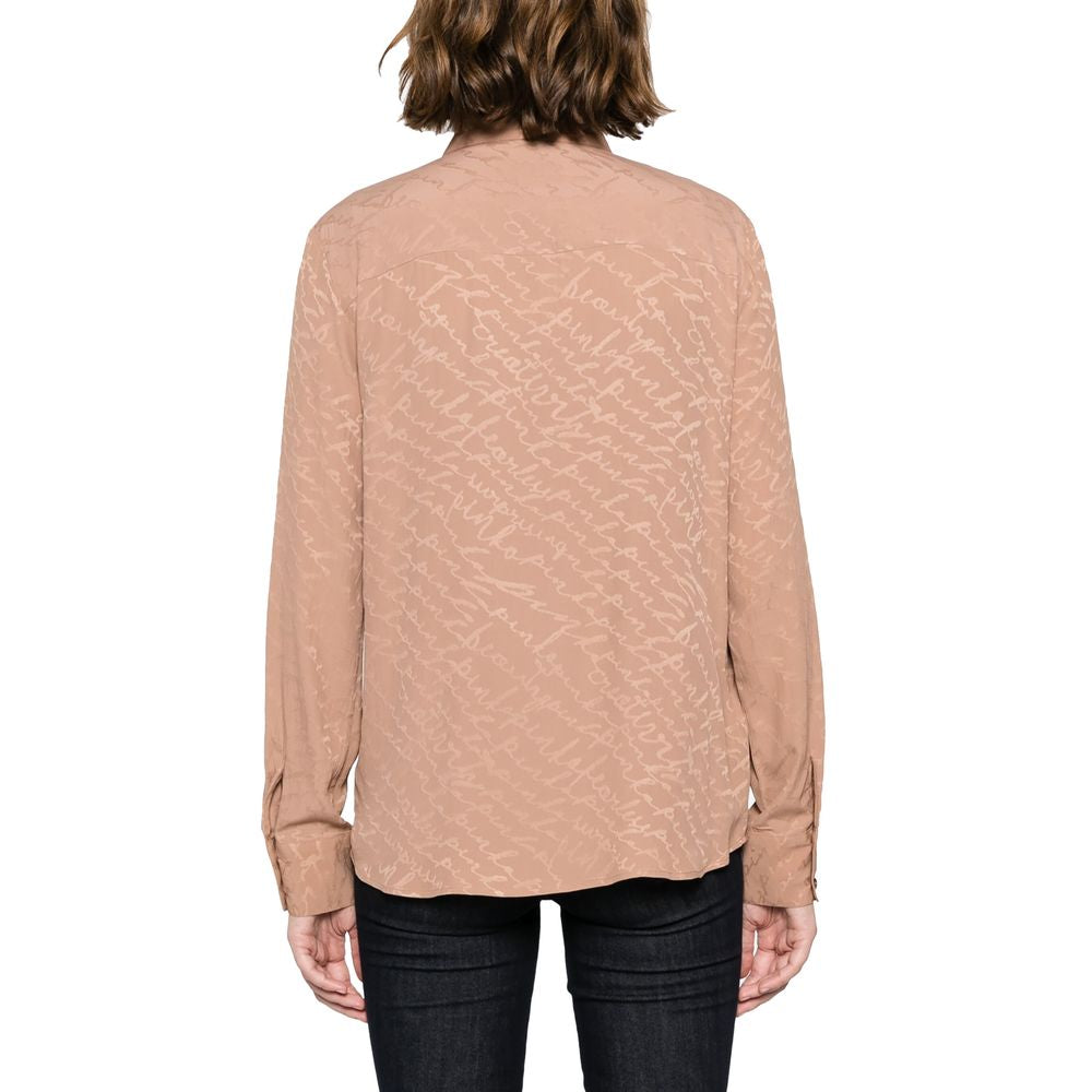 Beige Silk Women Shirt - ventzia