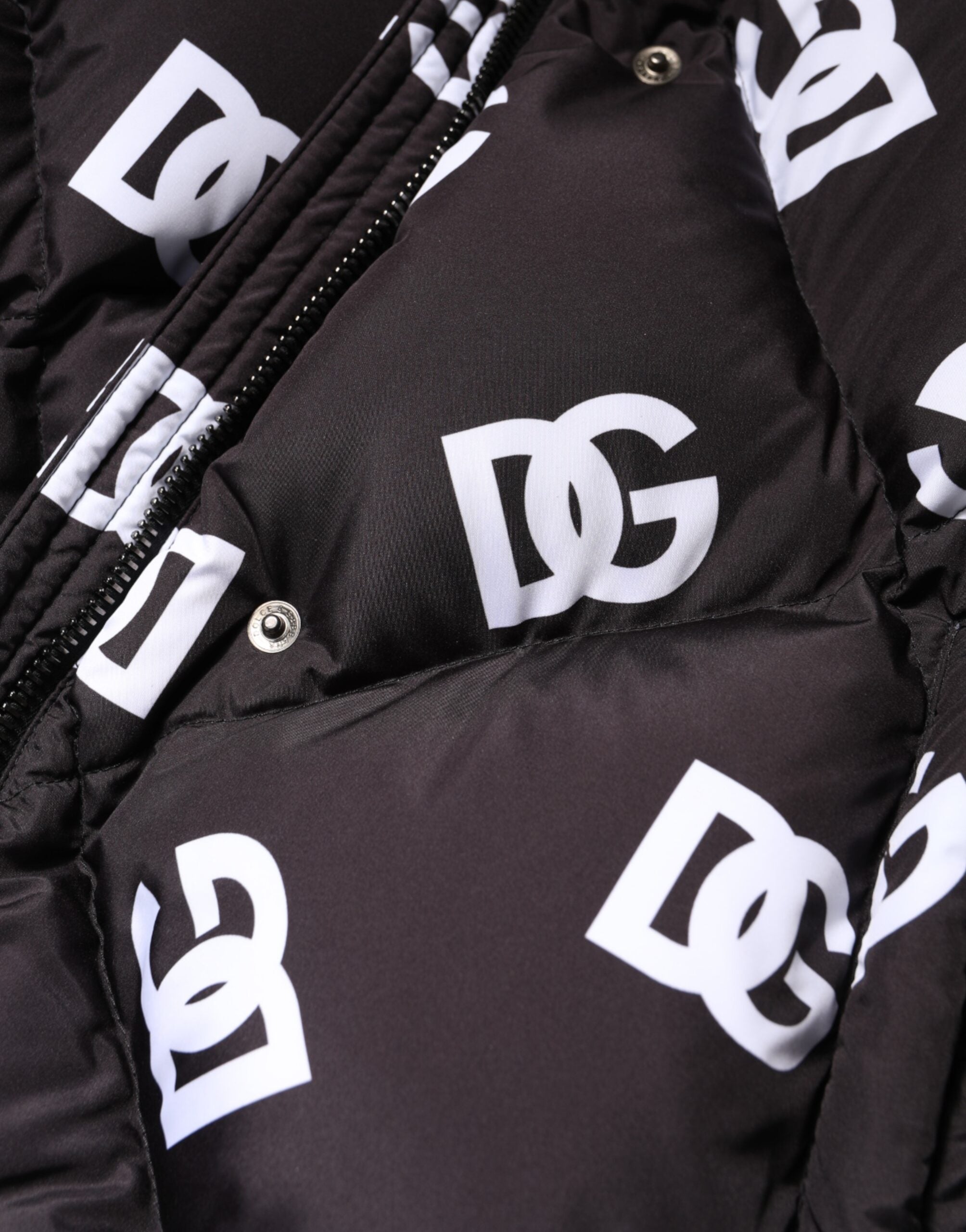 Black DG Mania Puffer Quilted Long Coat Jacket - ventzia