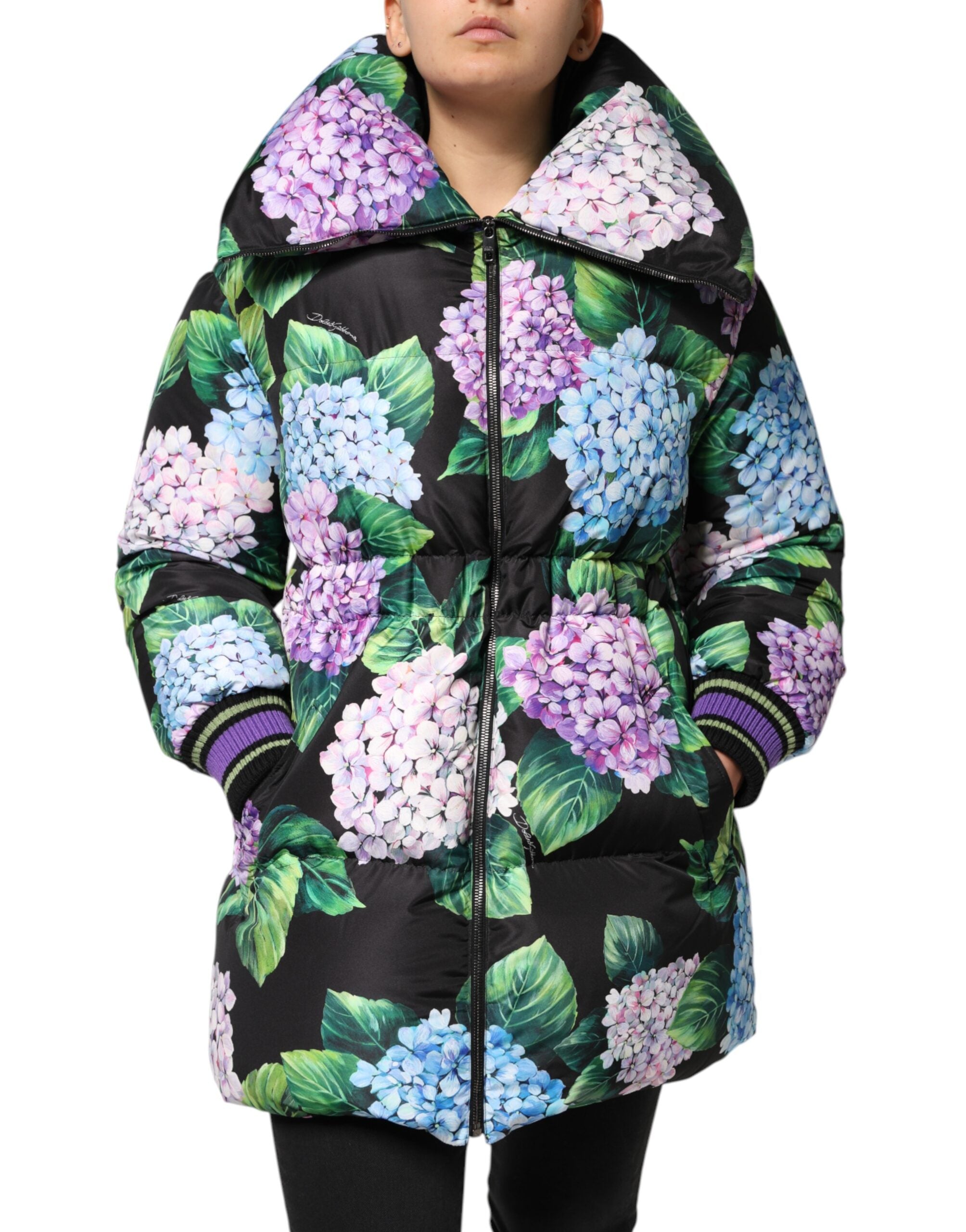 Multicolor Floral Print Puffer Quilted Jacket - ventzia