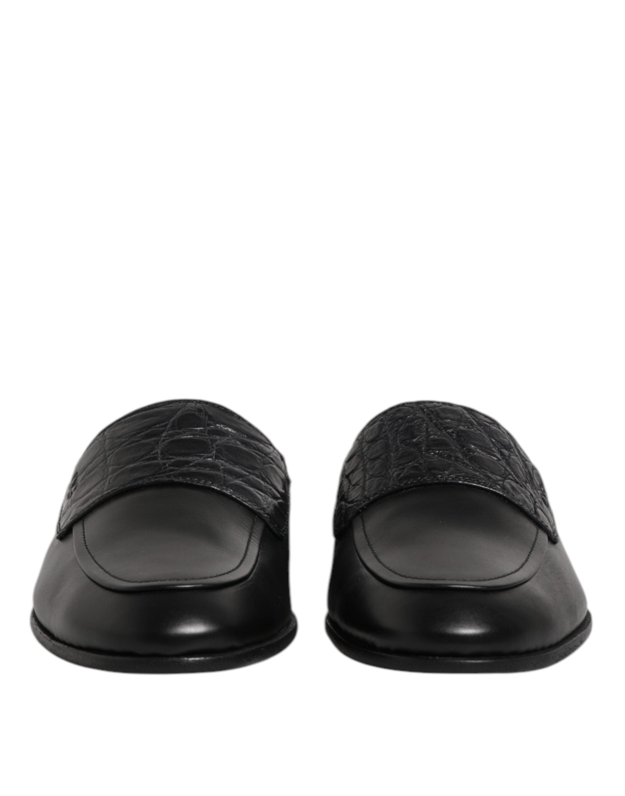 Black Calfskin Leather Slip On Loafers Shoes - ventzia