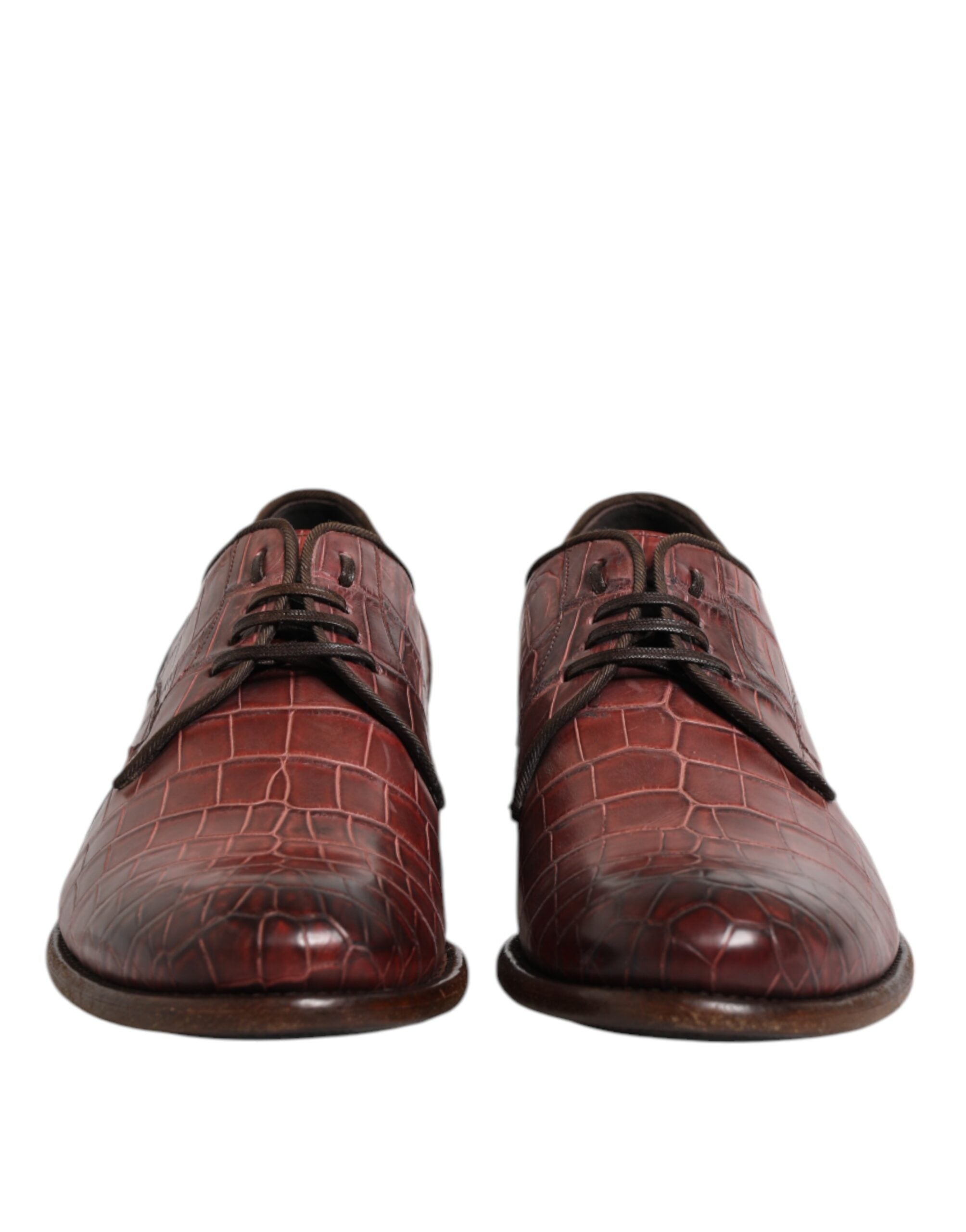 Burgundy Leather Lace Up Derby Dress Shoes - ventzia