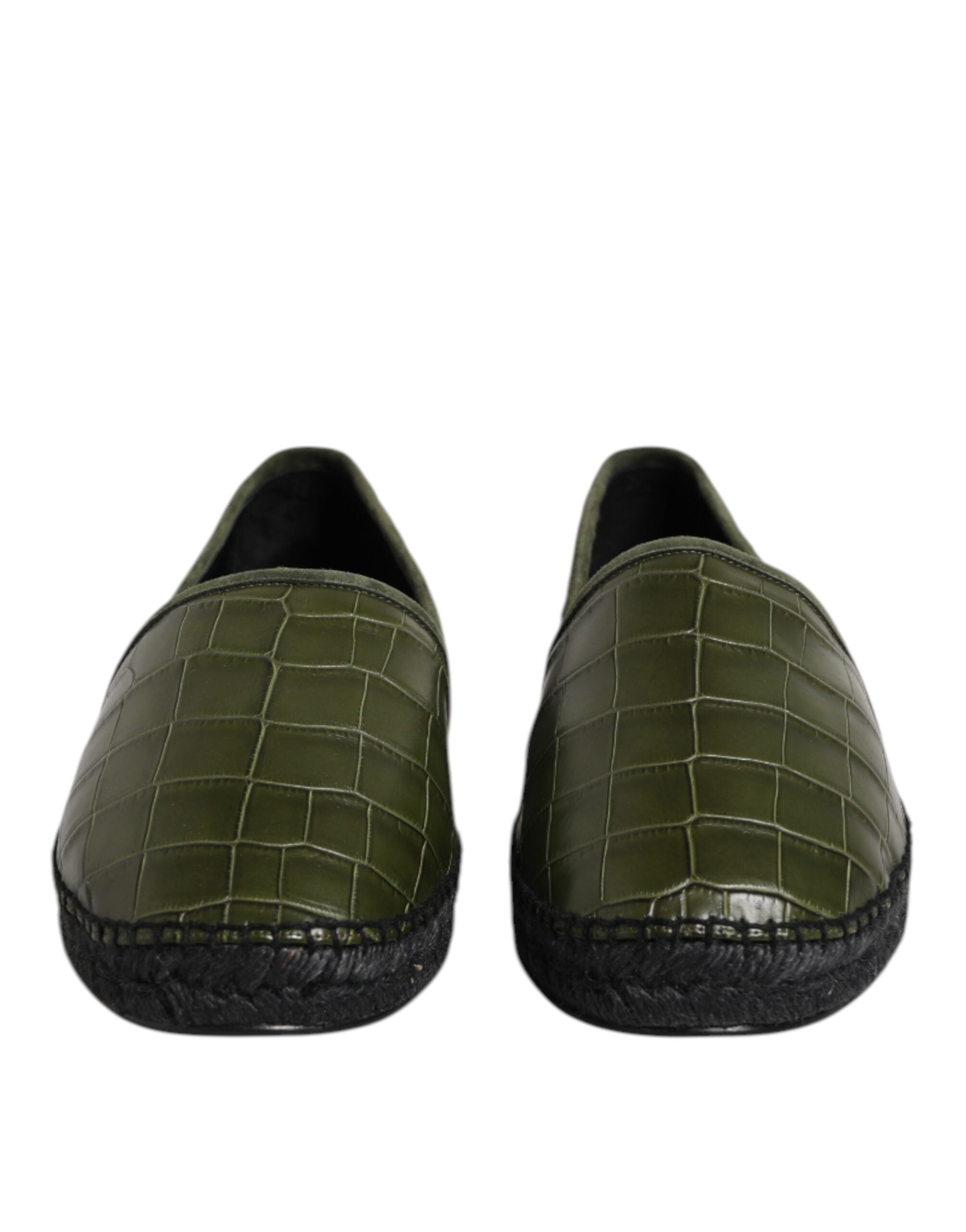 Green Exotic Leather Espadrilles Slip On Shoes - ventzia