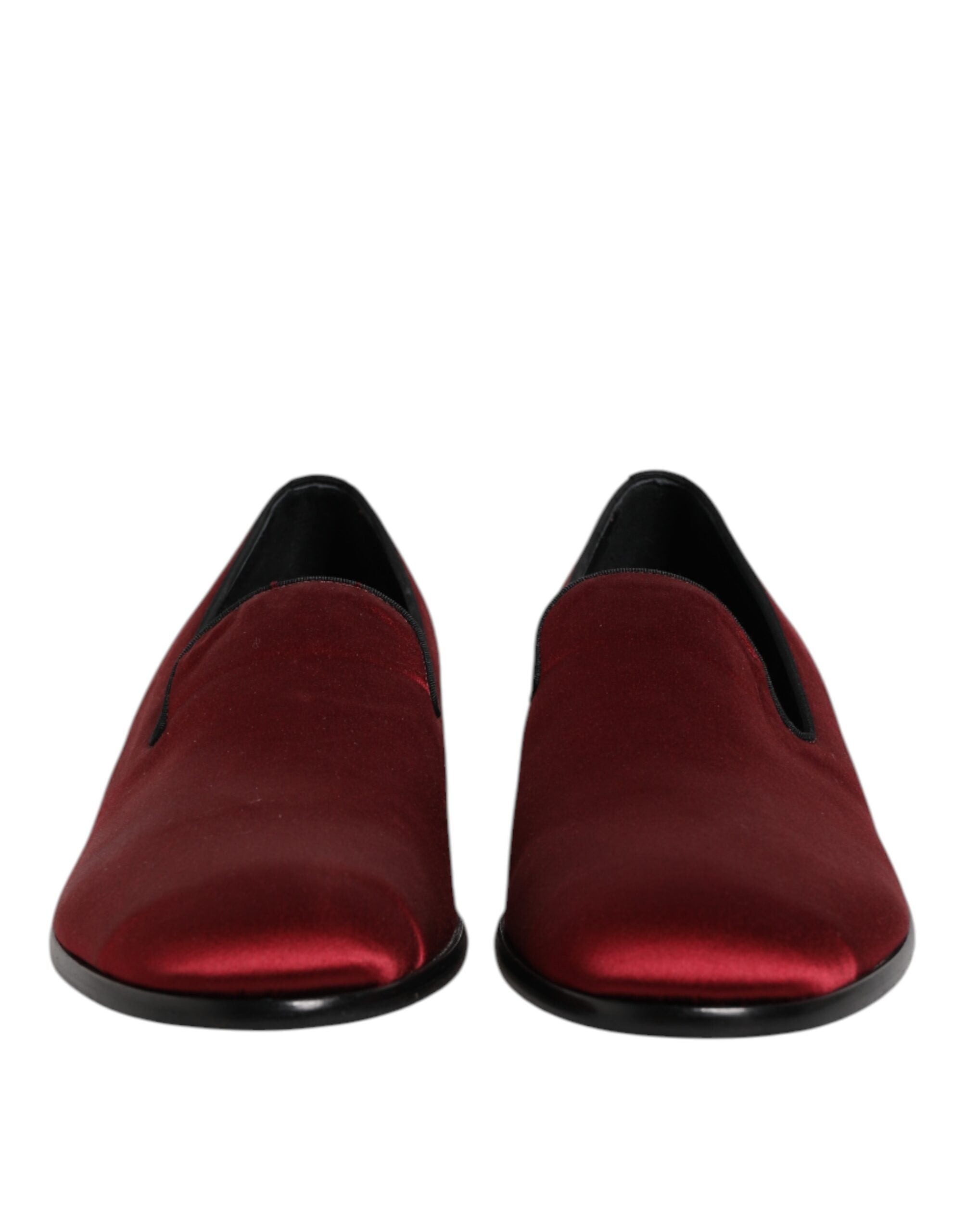 Red Velvet Slip On Loafers Formal Shoes - ventzia