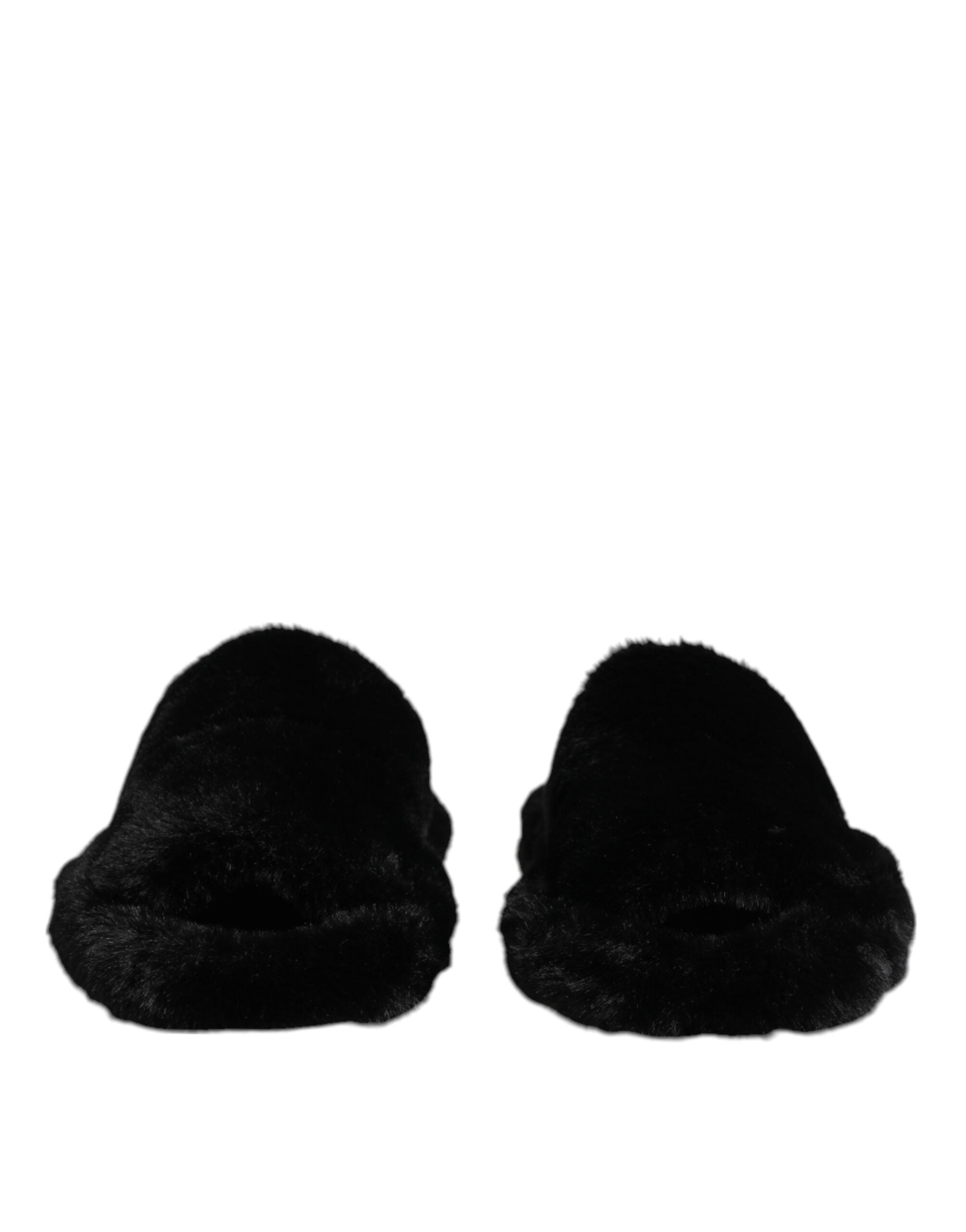 Black Polyester Velvet Slides Slipper Shoes - ventzia