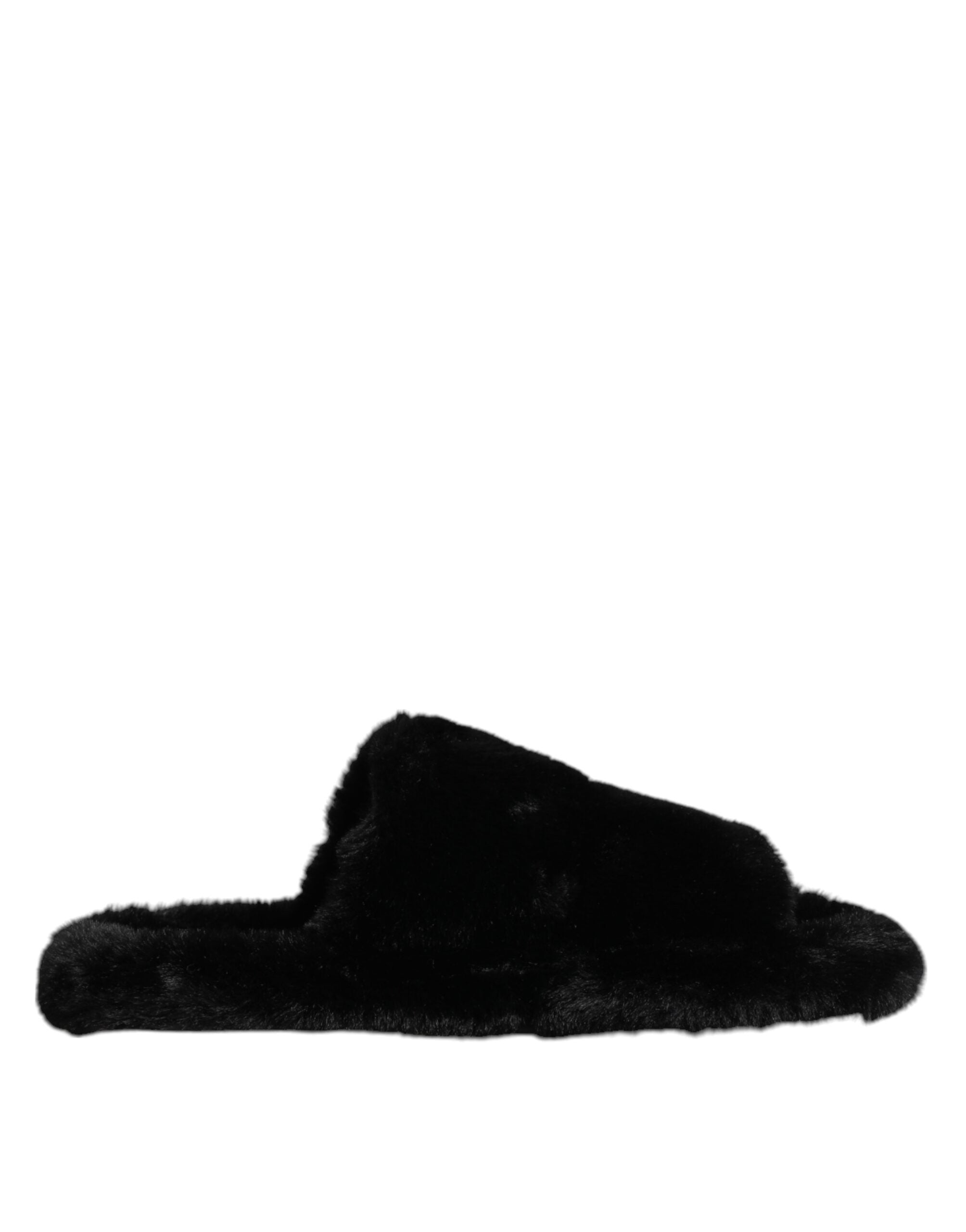 Black Polyester Velvet Slides Slipper Shoes - ventzia
