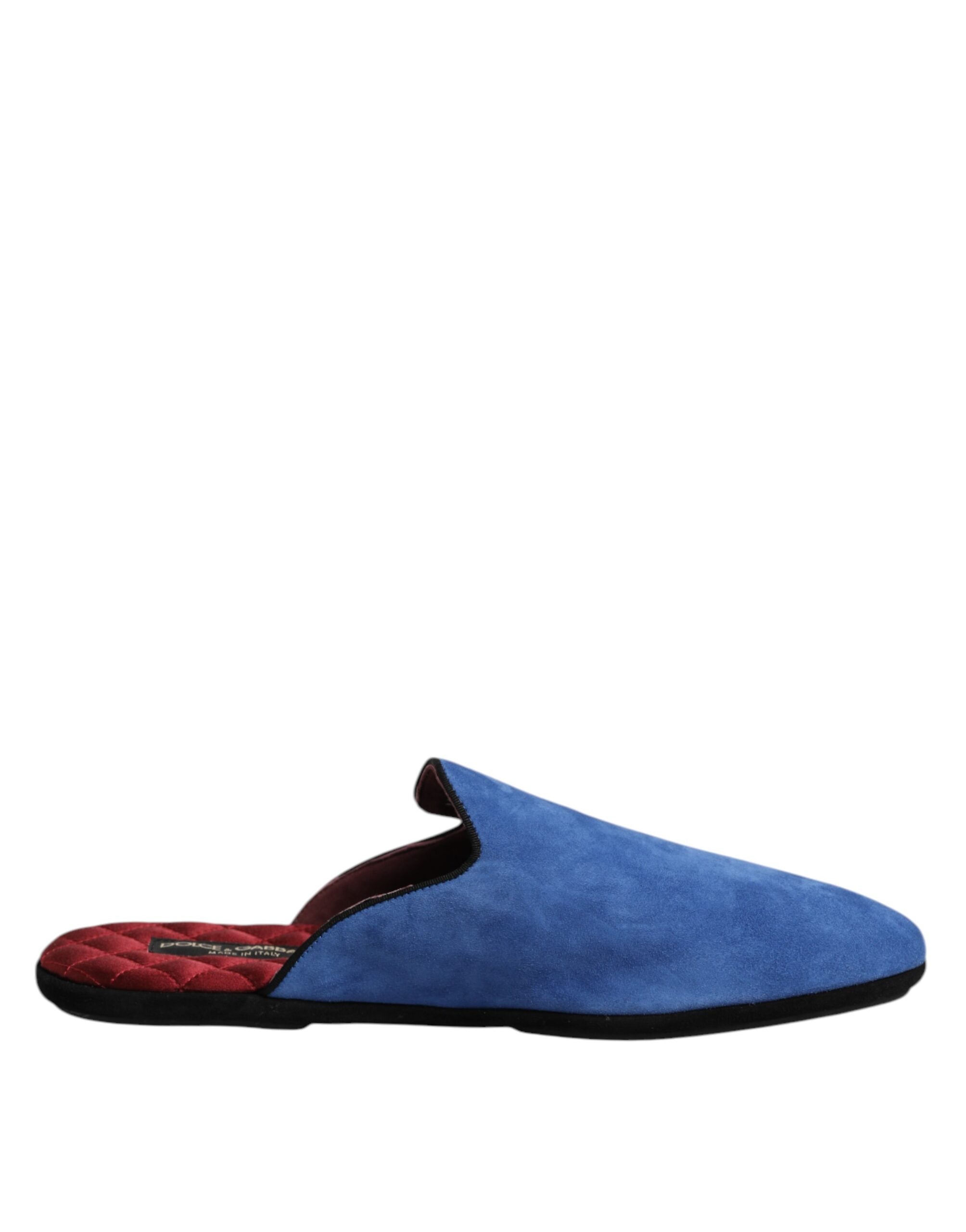 Blue Suede Capra Slides Flat Slipper Shoes - ventzia