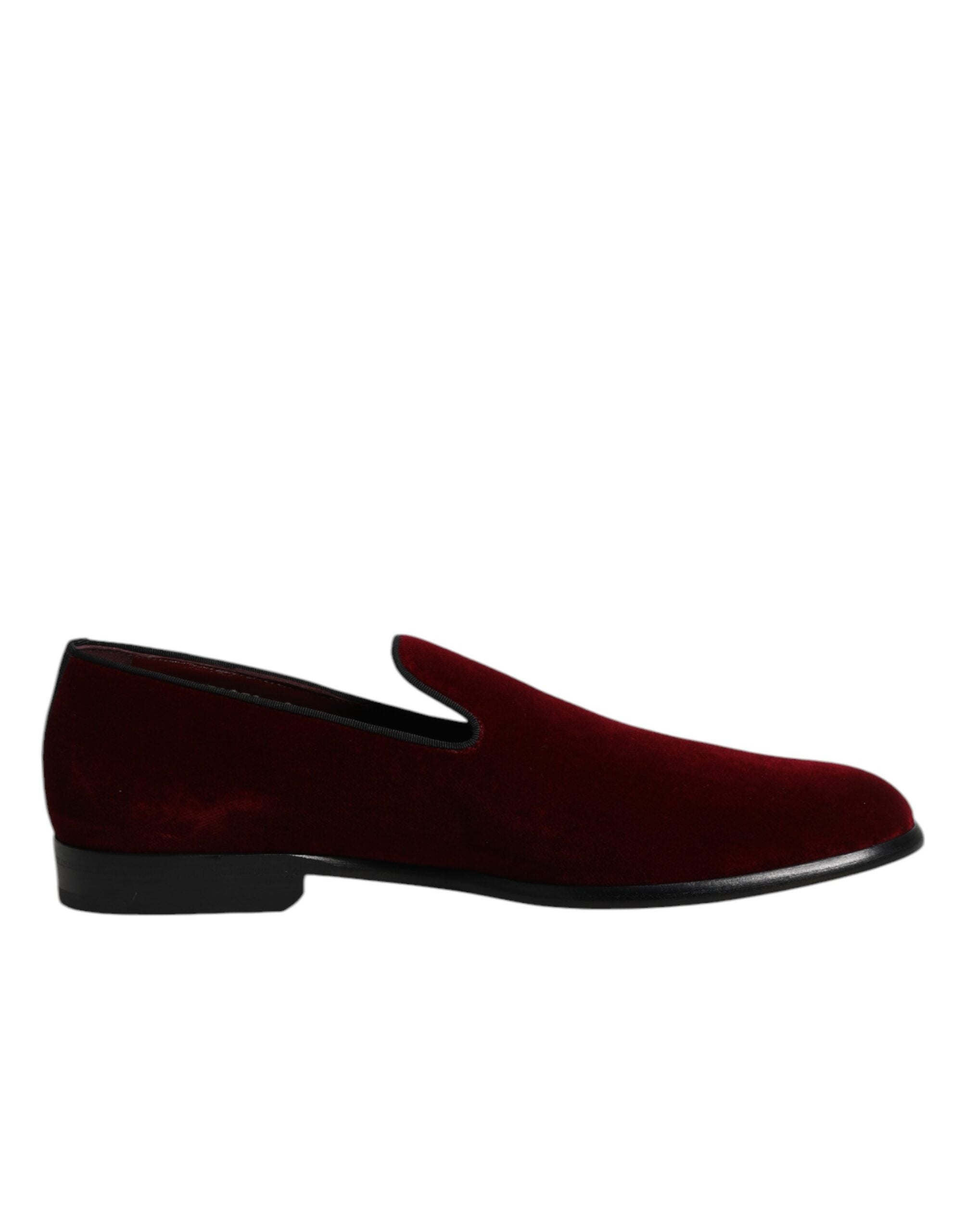Red Cotton Velvet Slip On Loafers Formal Shoes - ventzia