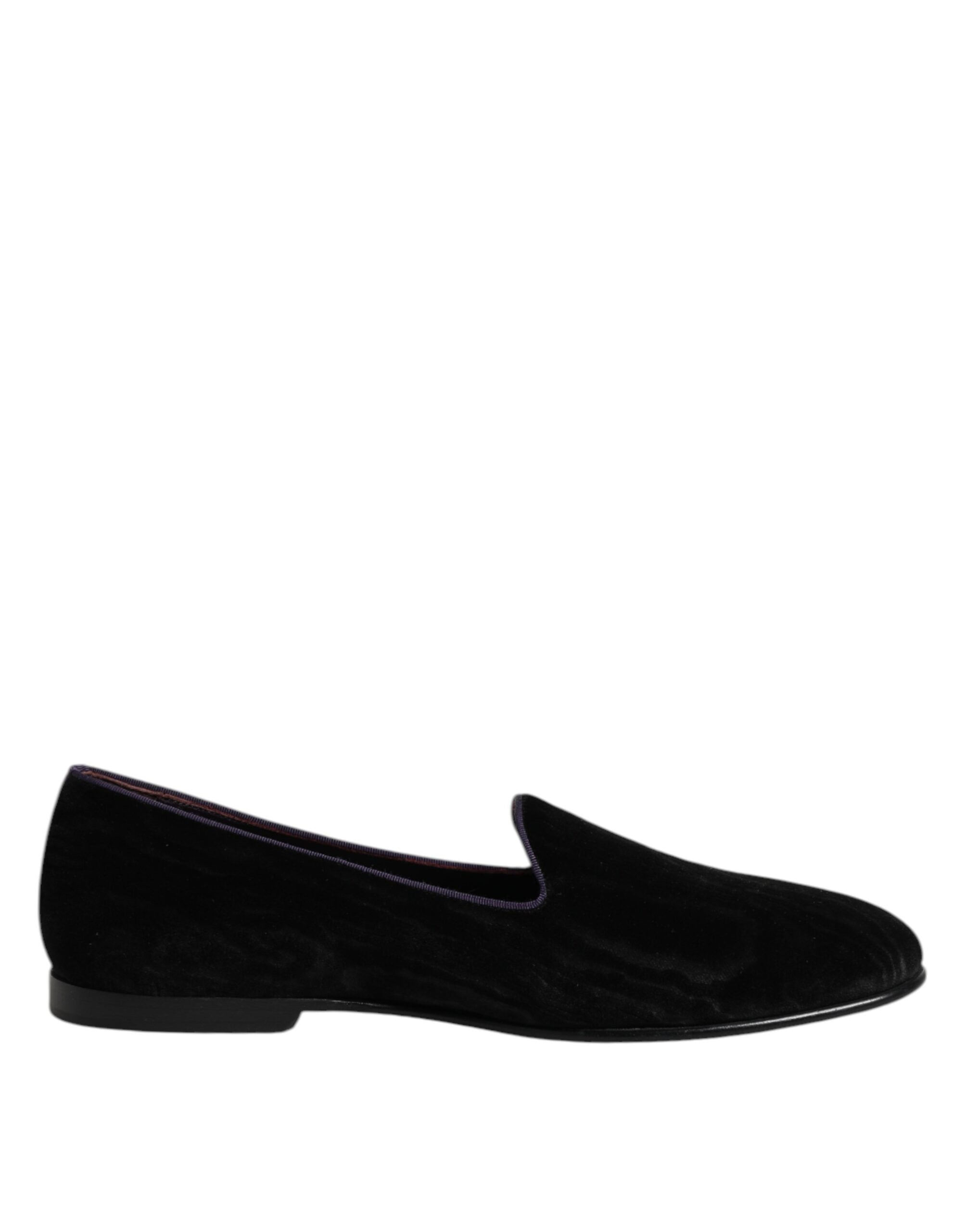 Black DG Crown Embroidery Loafers Slip On Shoes - ventzia