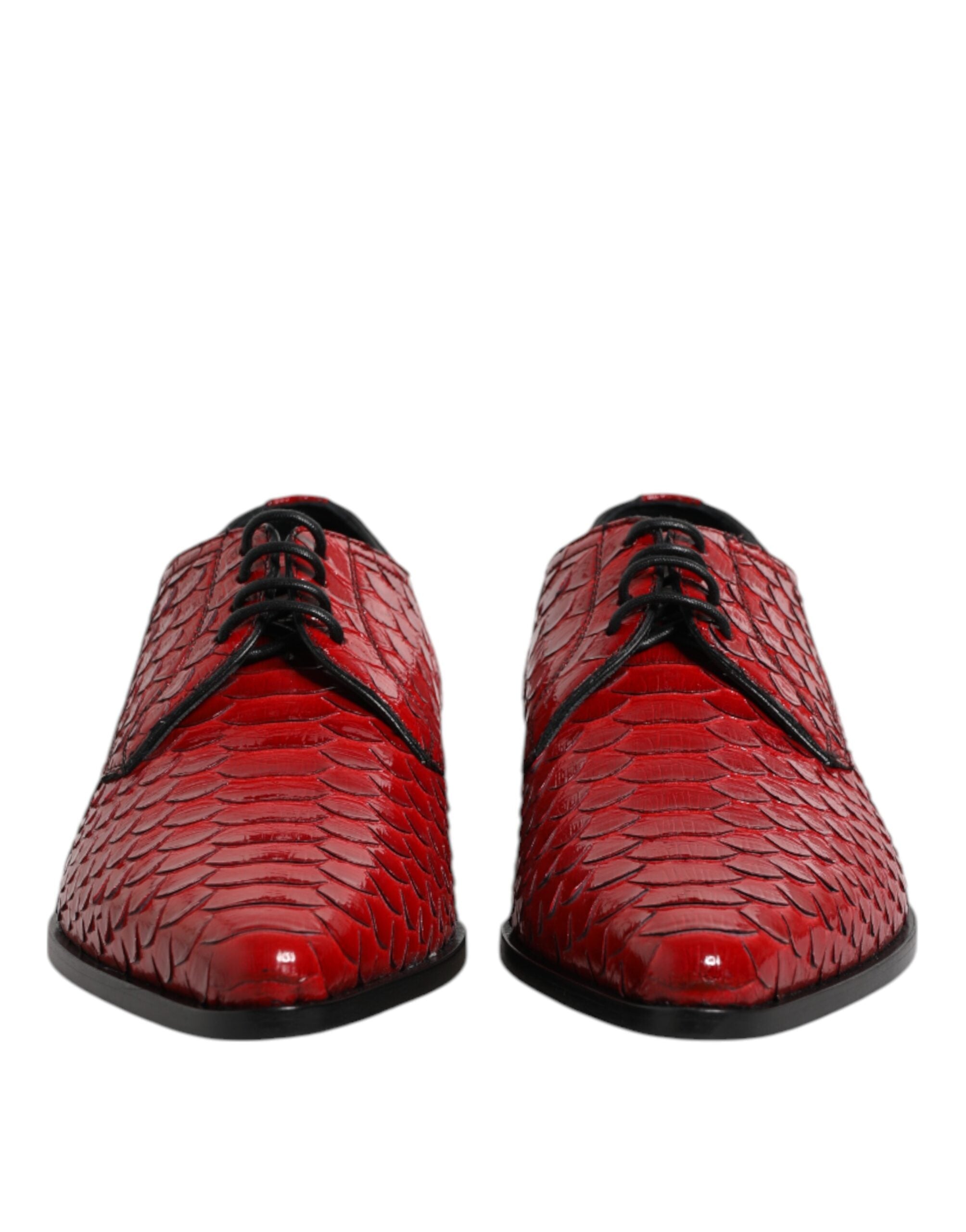 Red Exotic Leather Lace Up Dress Derby Shoes - ventzia