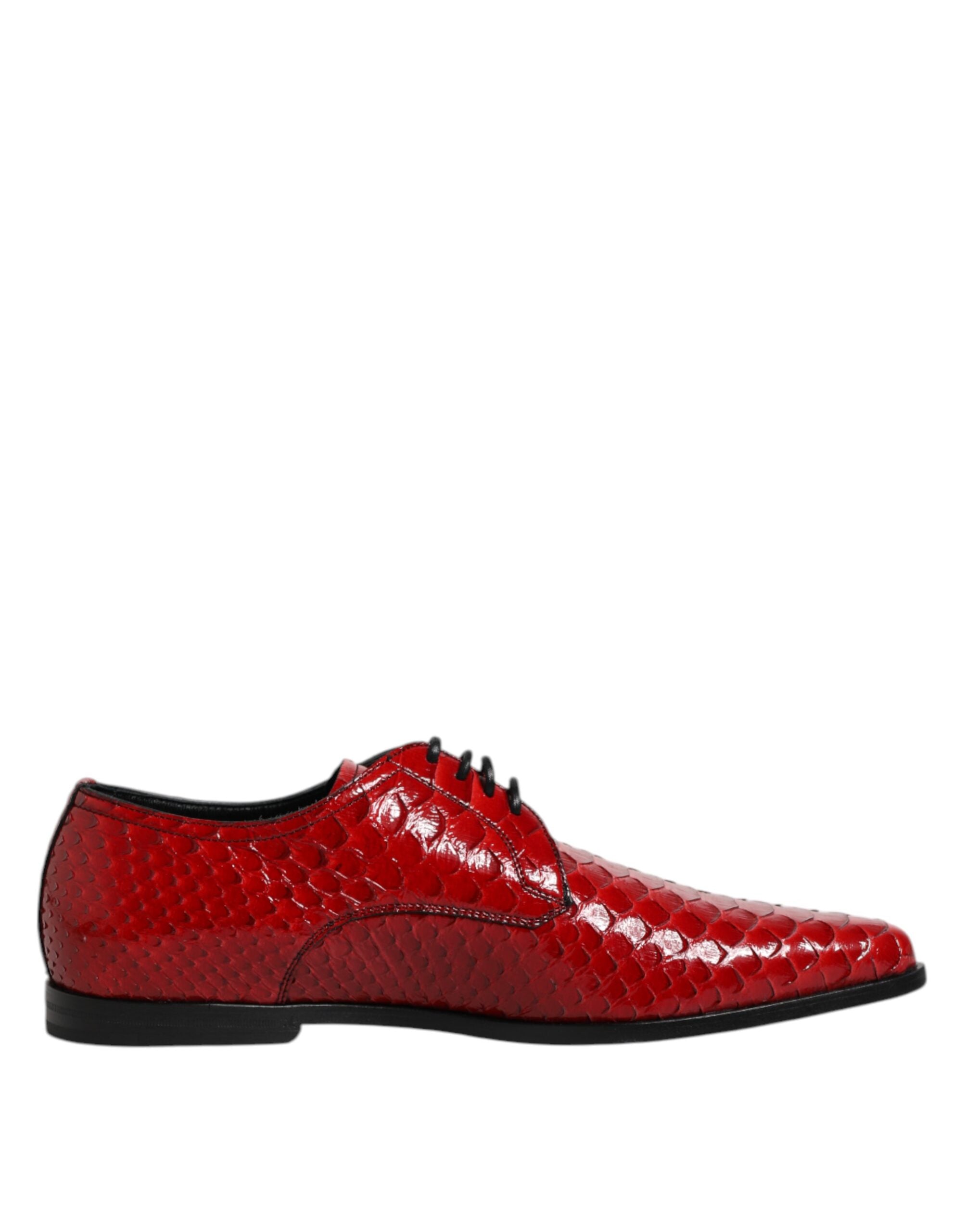 Red Exotic Leather Lace Up Dress Derby Shoes - ventzia