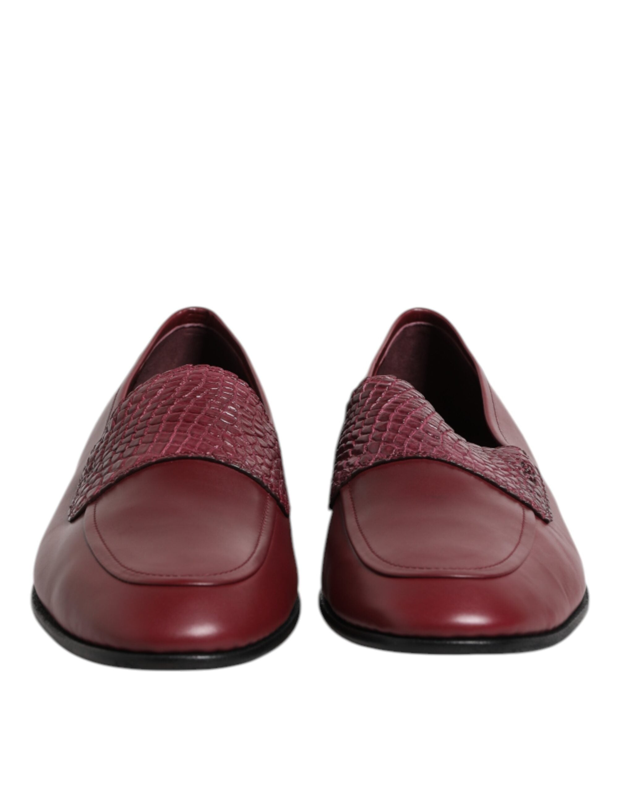Burgundy Calfskin Leather Formal Slip On Shoes - ventzia