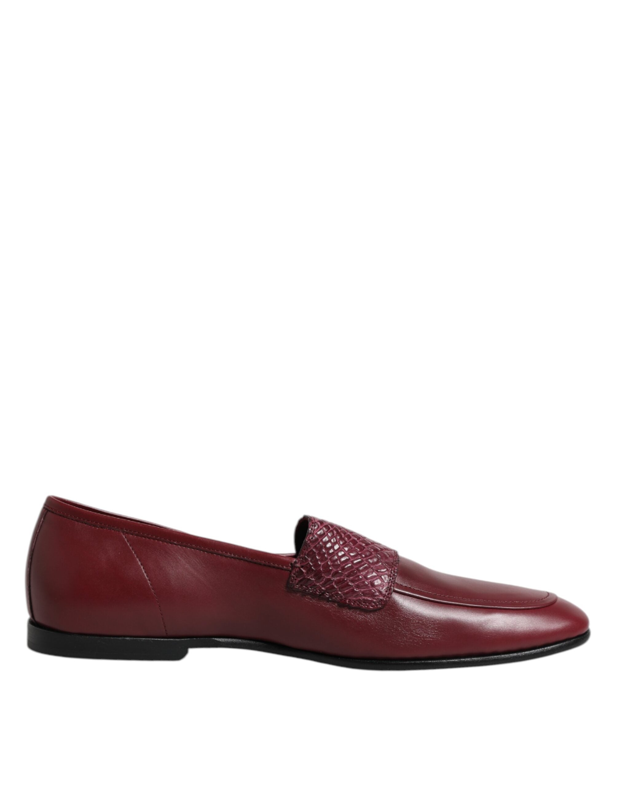 Burgundy Calfskin Leather Formal Slip On Shoes - ventzia