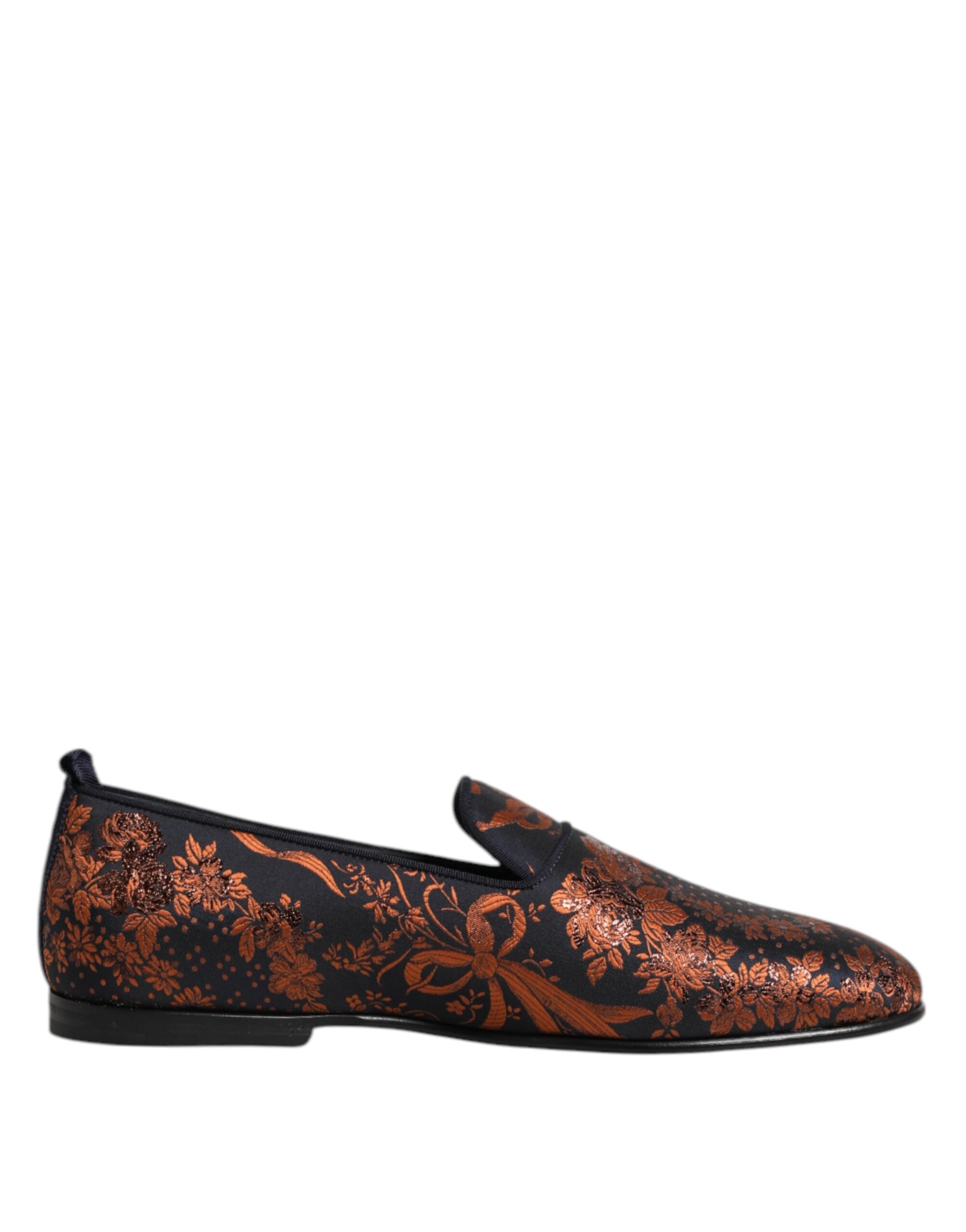 Black Jacquard Polyester Slip On Loafers Shoes - ventzia