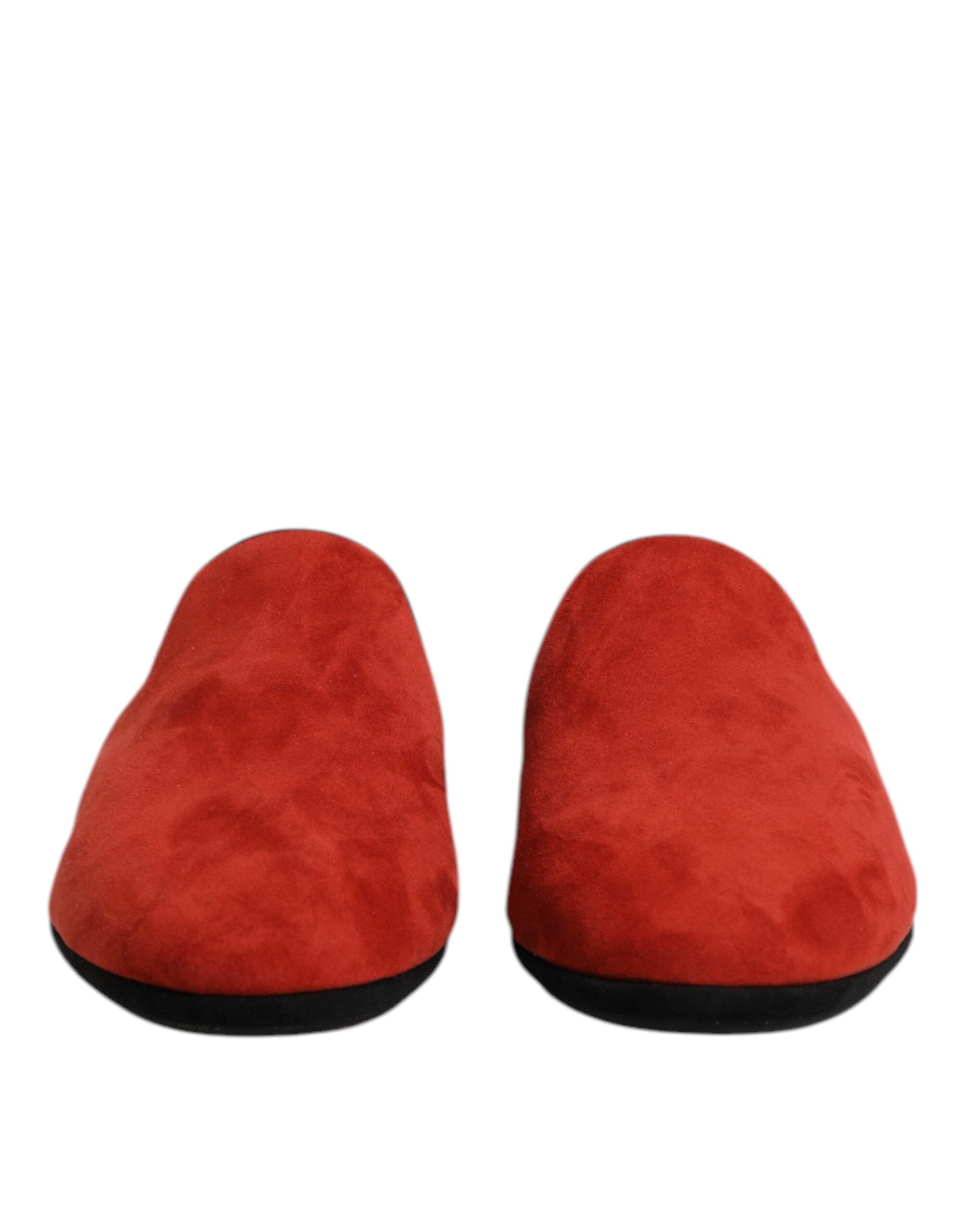 Orange Suede Slides Flat Slipper Shoes - ventzia