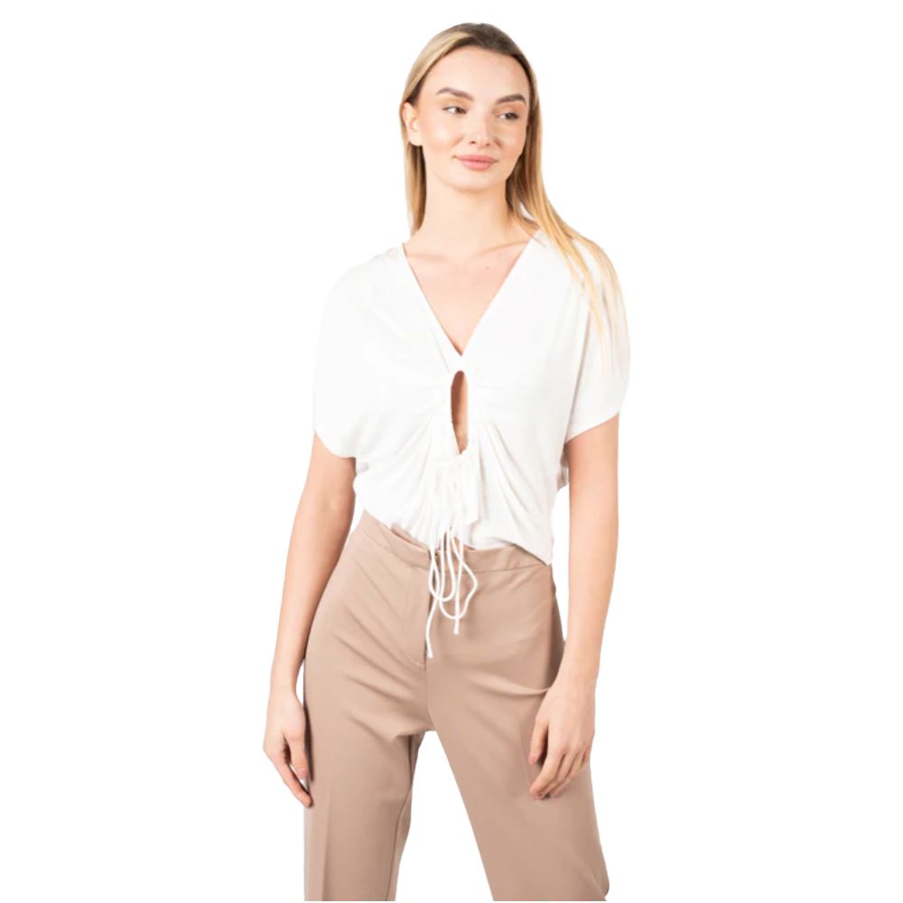 White Viscose Tops & T-Shirt - ventzia