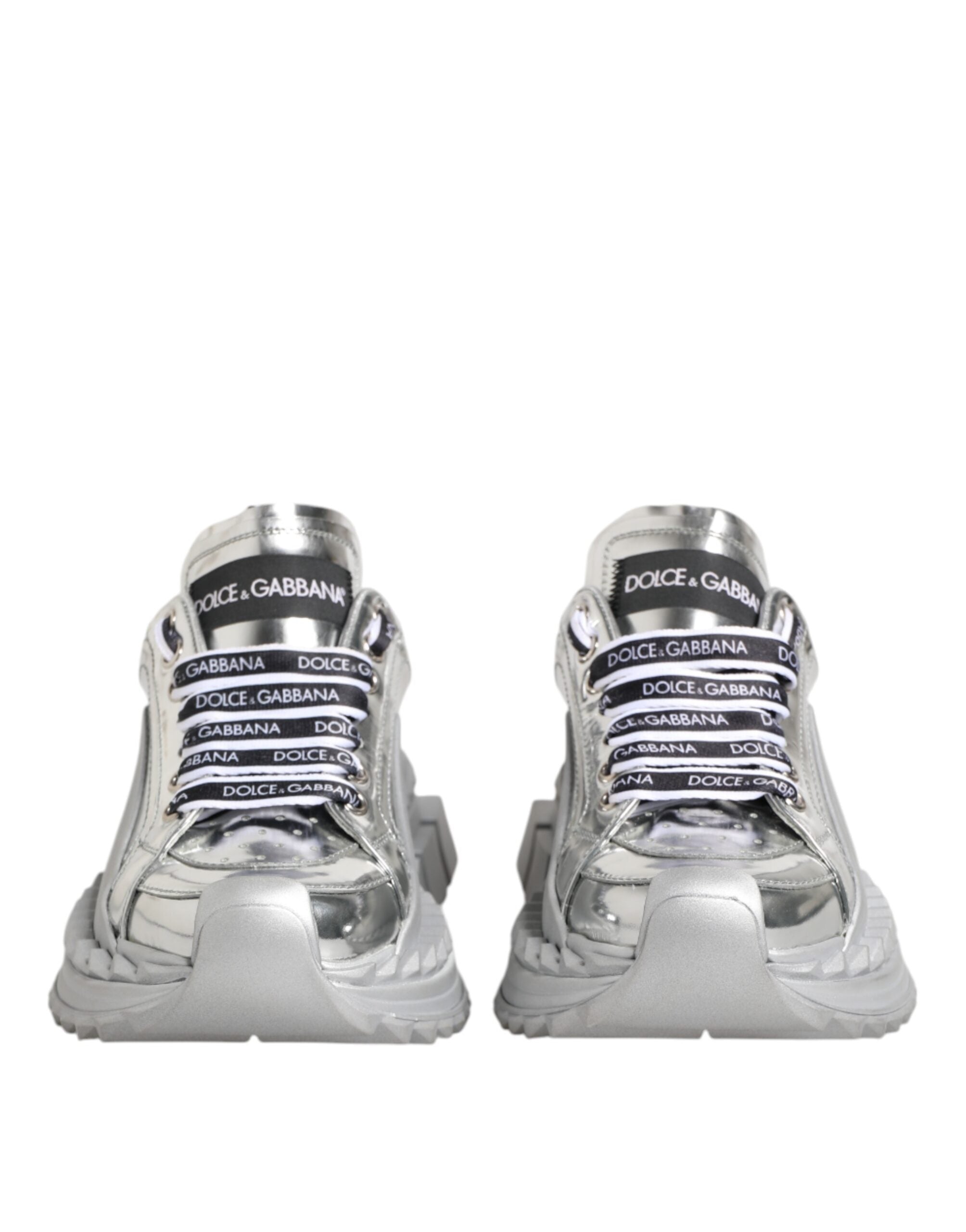 Silver Leather Super Queen Sneakers Shoes - ventzia