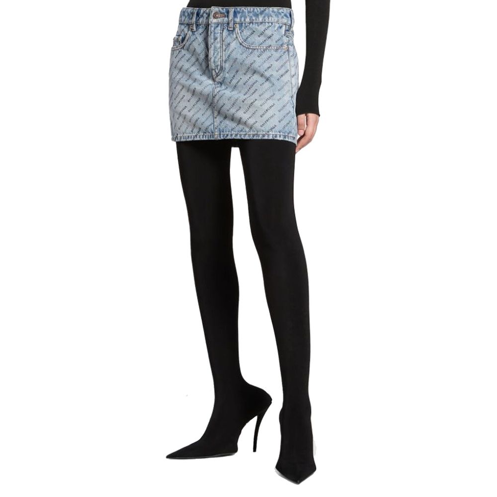 Logo Print Denim Skirt