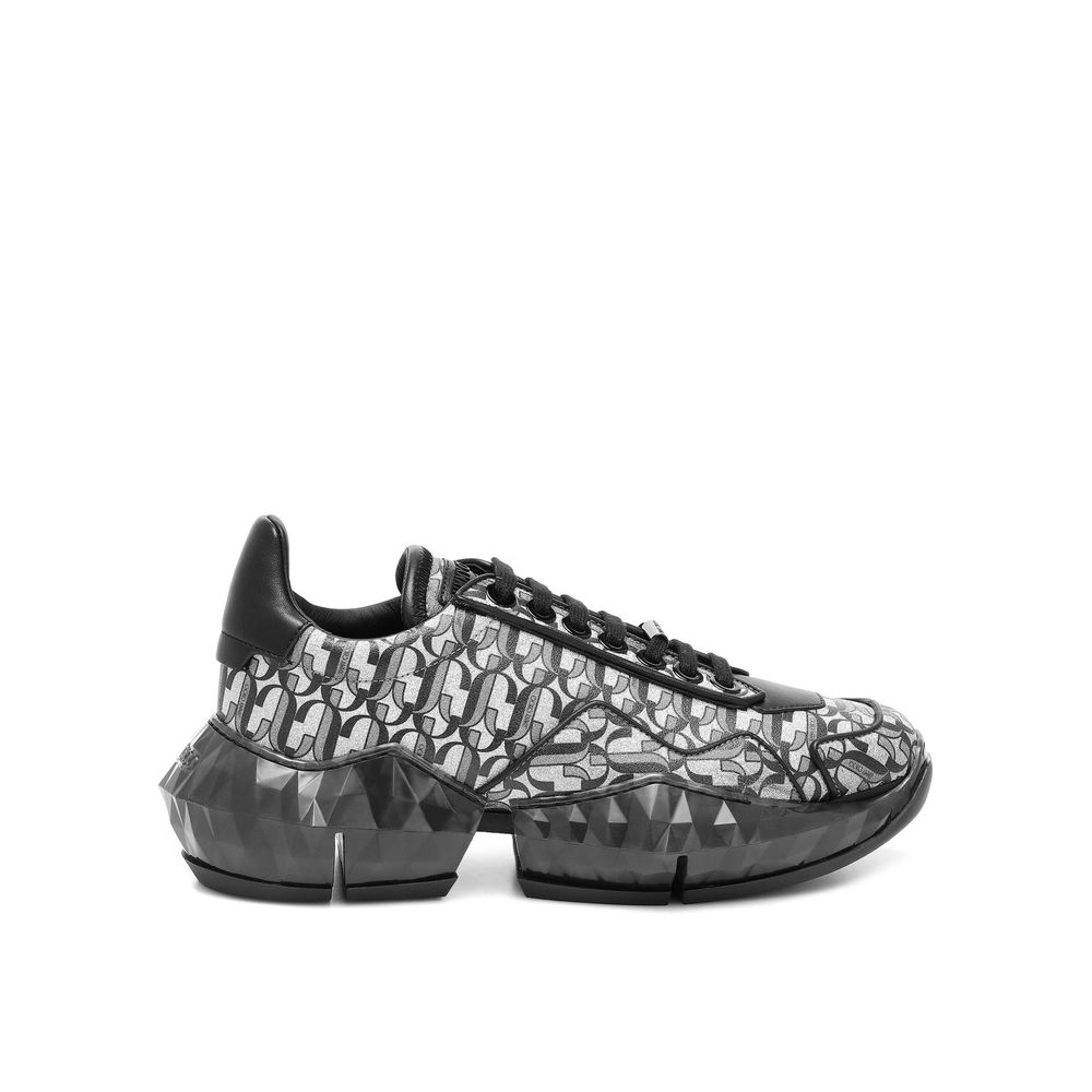 Diamond JC Monogram Glitter Leather Sneakers - ventzia