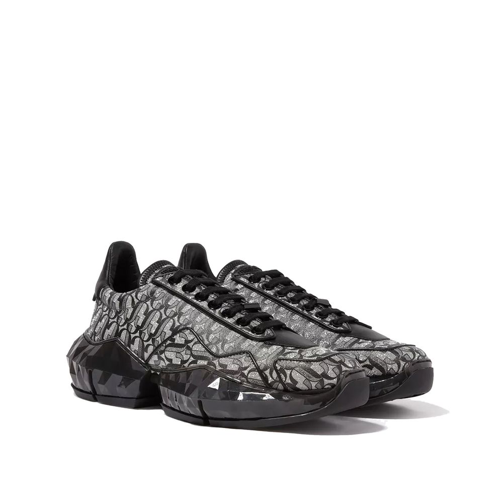 Diamond JC Monogram Glitter Leather Sneakers - ventzia