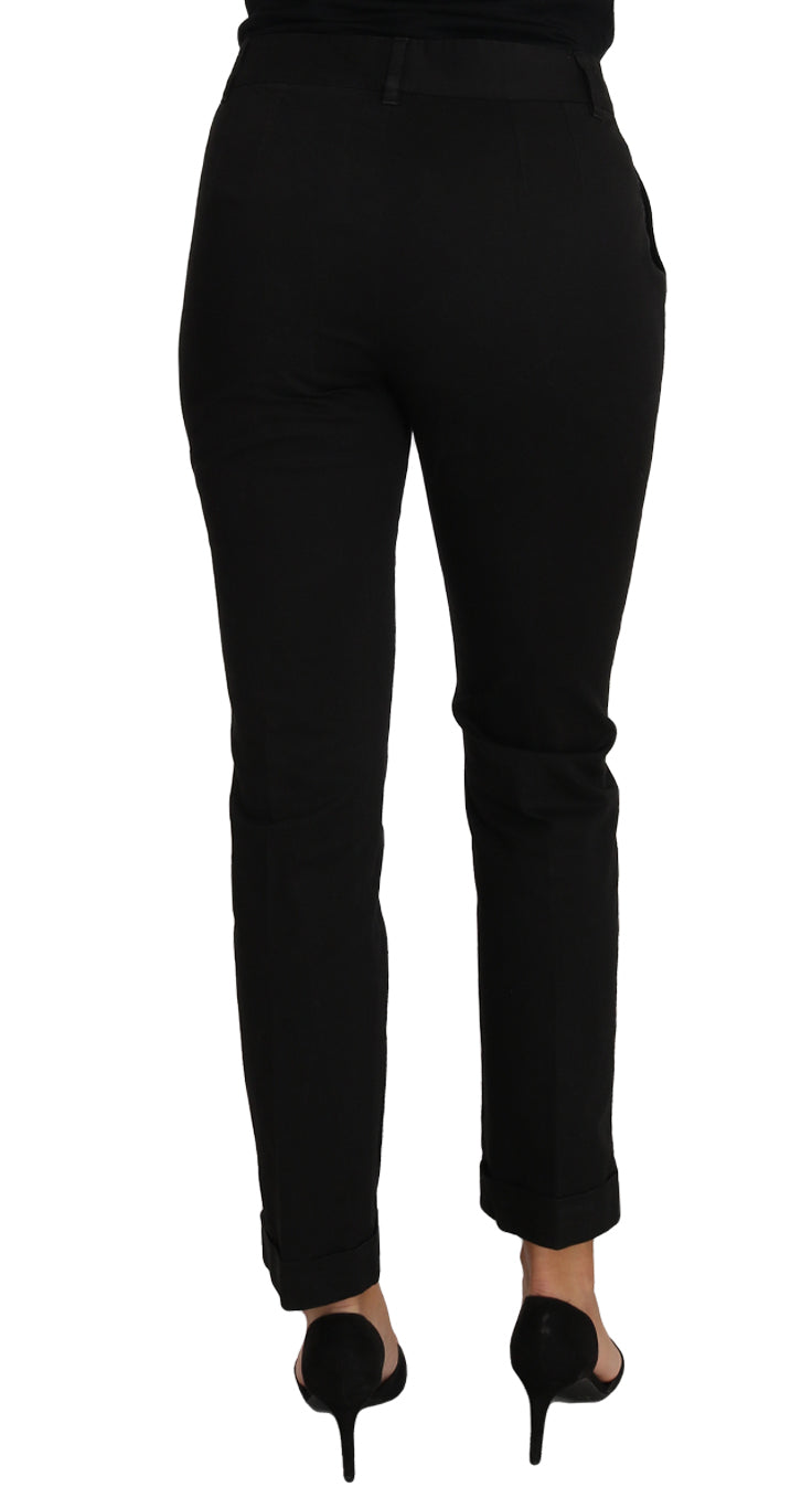 Elegant Black Cotton Dress Pants - ventzia