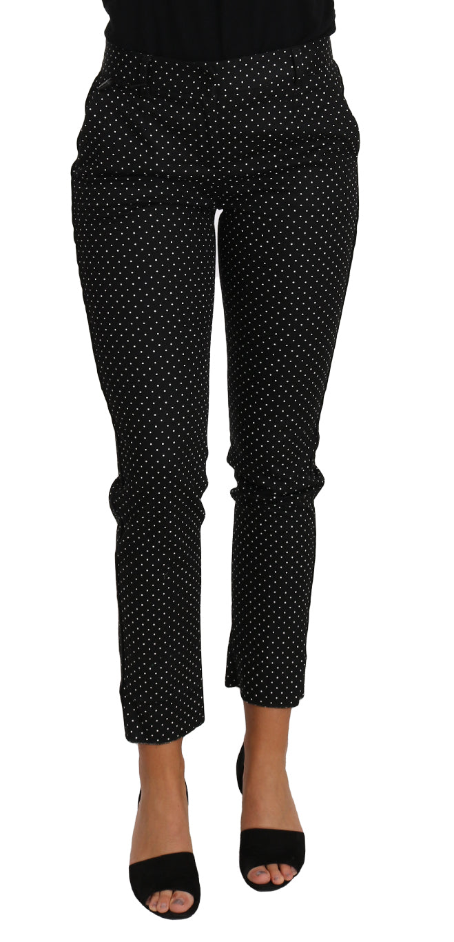 Elegant Polka Dot Cropped Trousers - ventzia