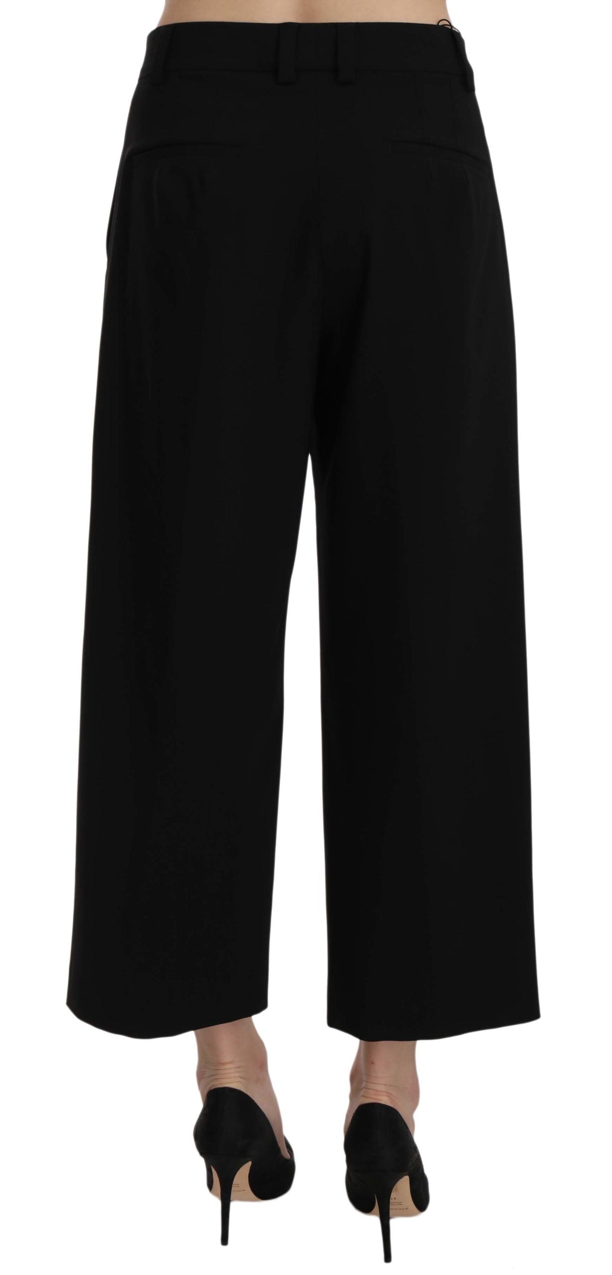 Elegant Black Cotton Trousers - ventzia