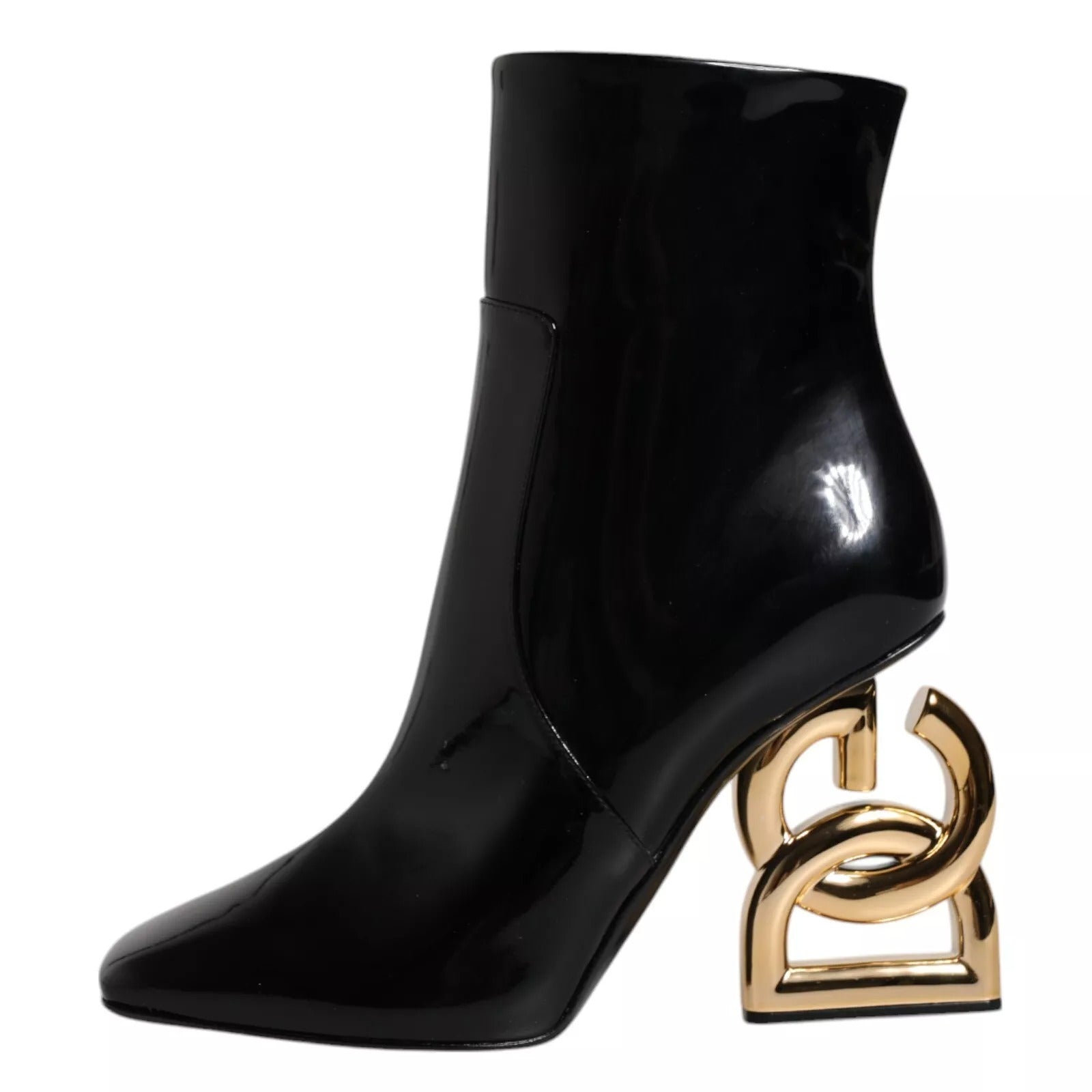 Black Jackie Leather Mid Calf Boots Shoes - ventzia