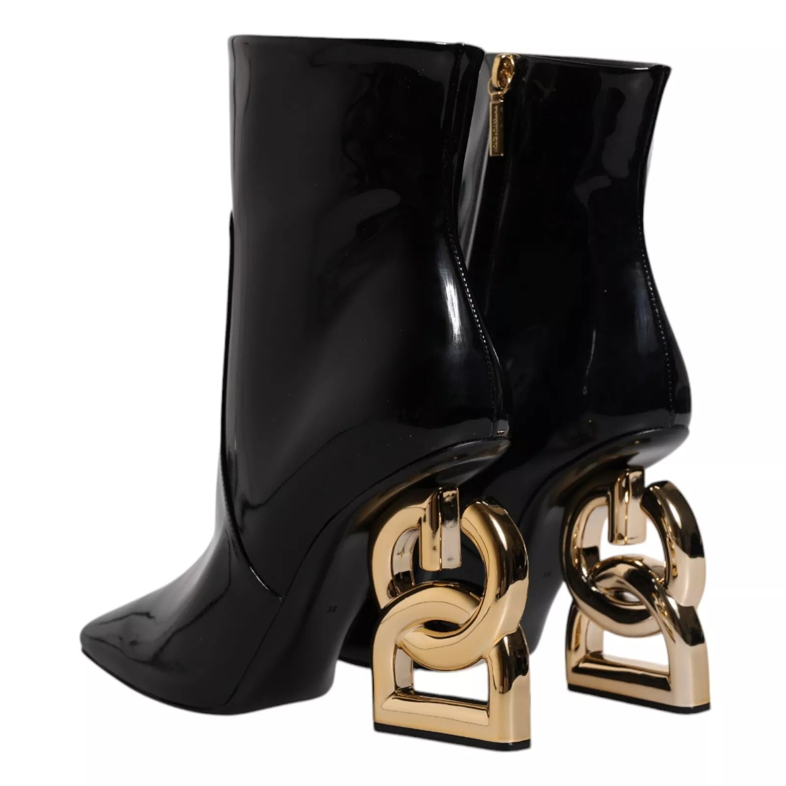 Black Jackie Leather Mid Calf Boots Shoes - ventzia