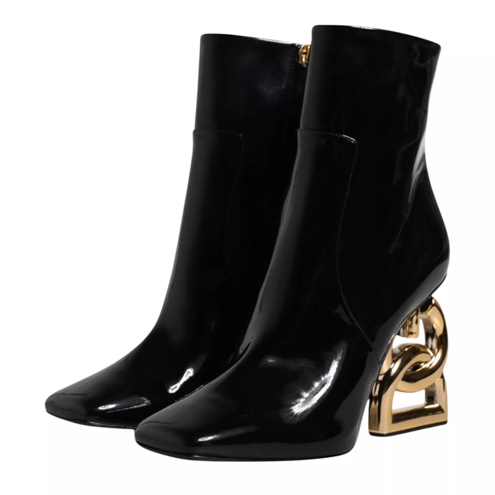 Black Jackie Leather Mid Calf Boots Shoes - ventzia