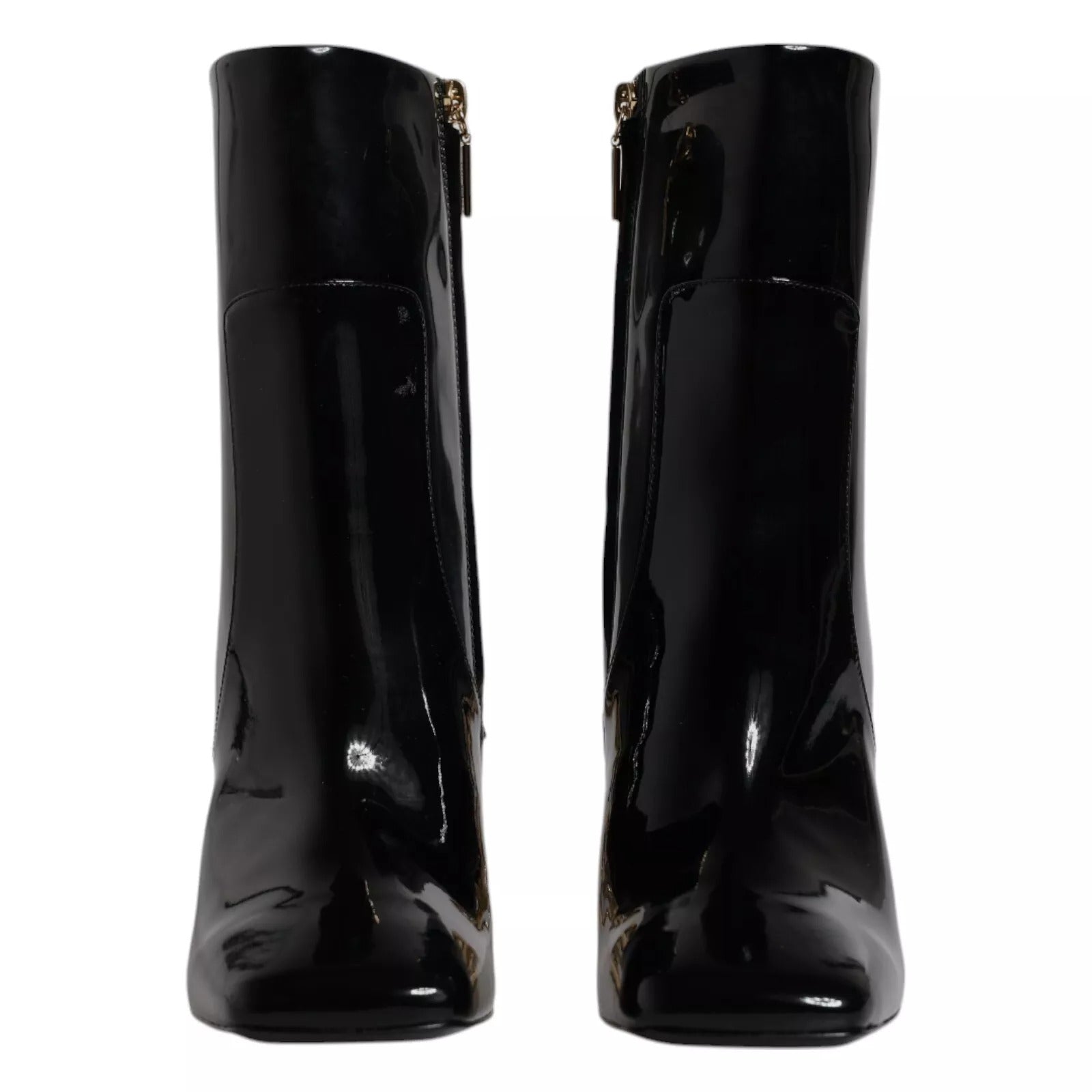 Black Jackie Leather Mid Calf Boots Shoes - ventzia