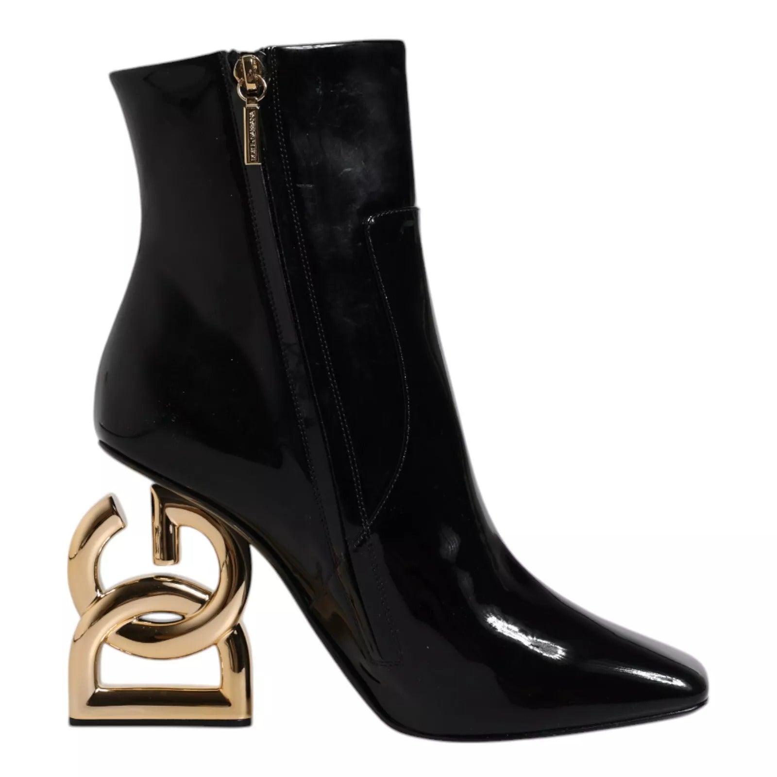 Black Jackie Leather Mid Calf Boots Shoes - ventzia