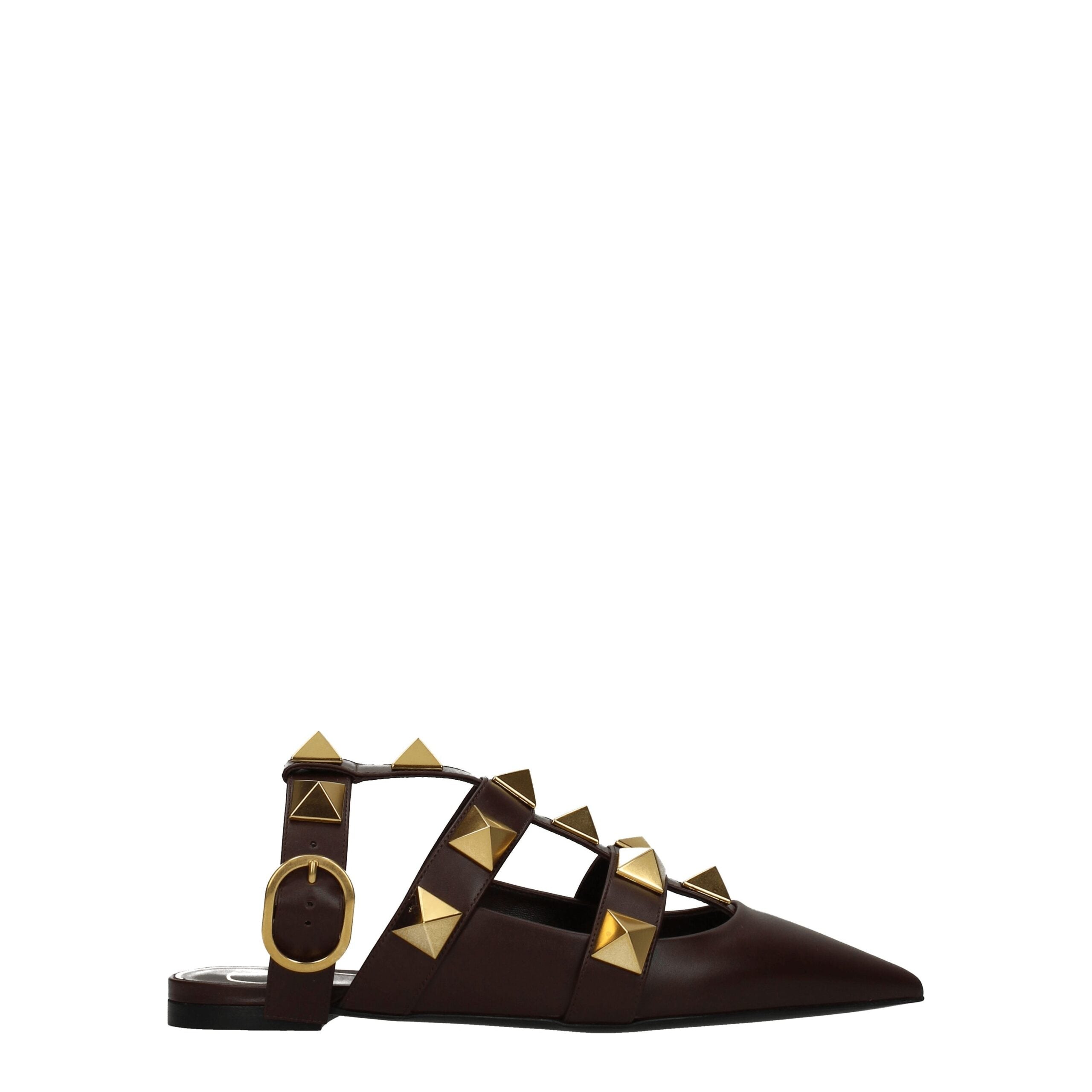 Brown Leather Flat Sandals - ventzia