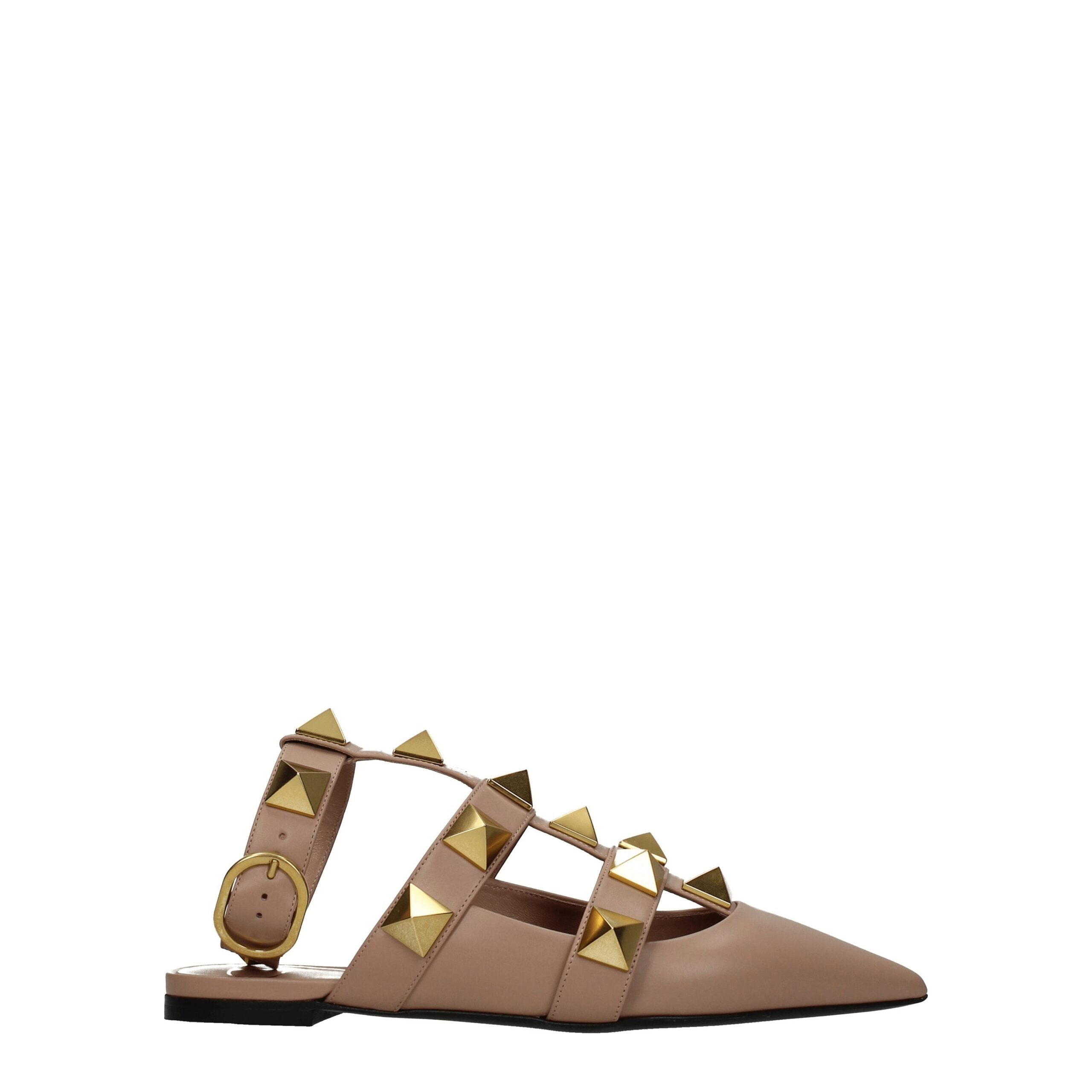 Pink Leather Flat Sandals - ventzia
