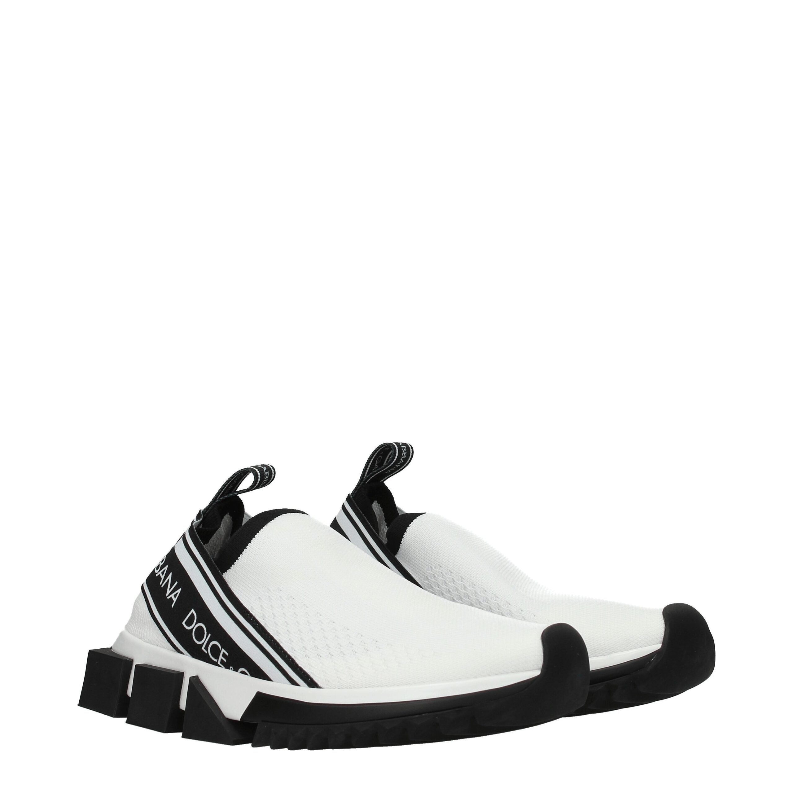 White Fabric Chunky Sneakers - ventzia