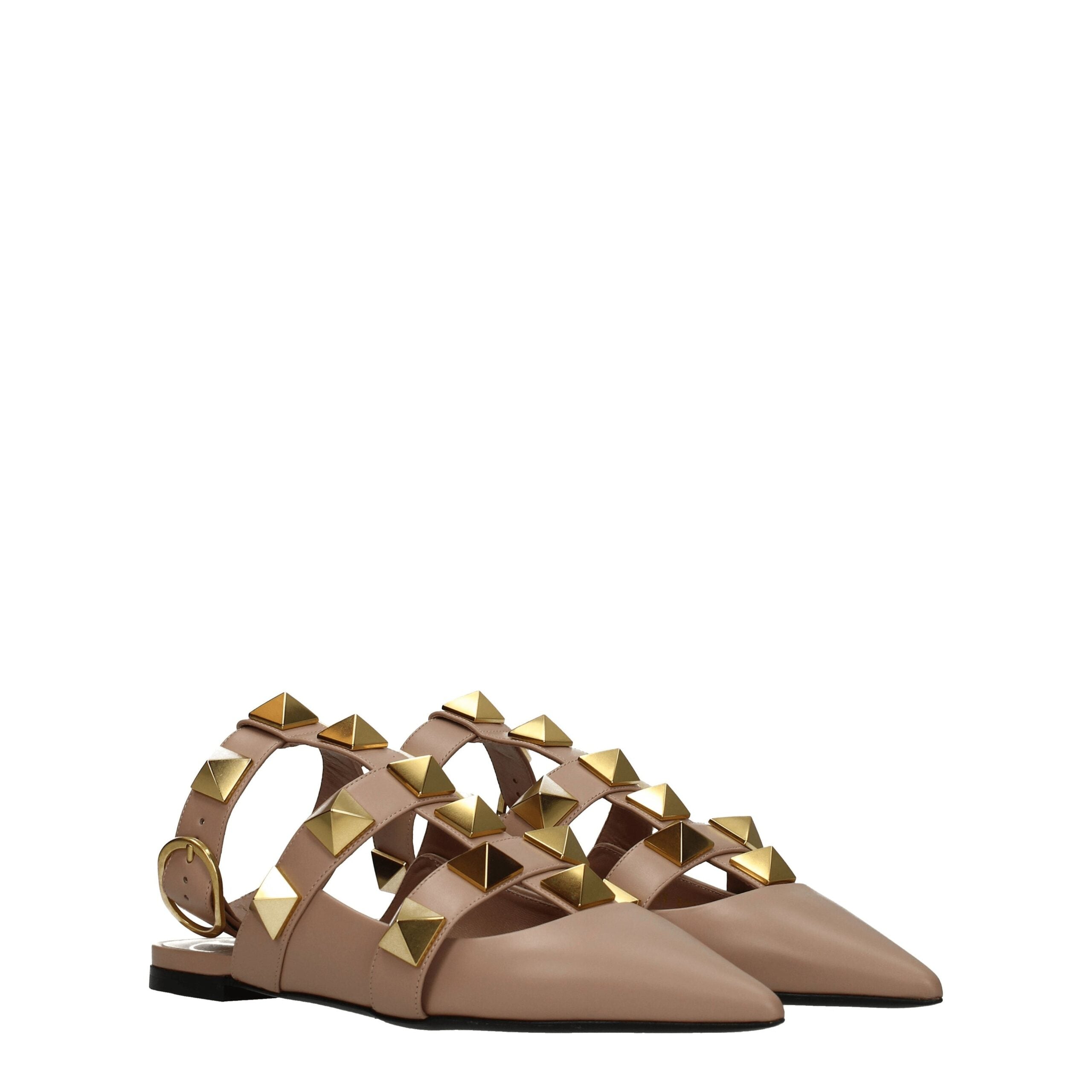 Pink Leather Flat Sandals - ventzia
