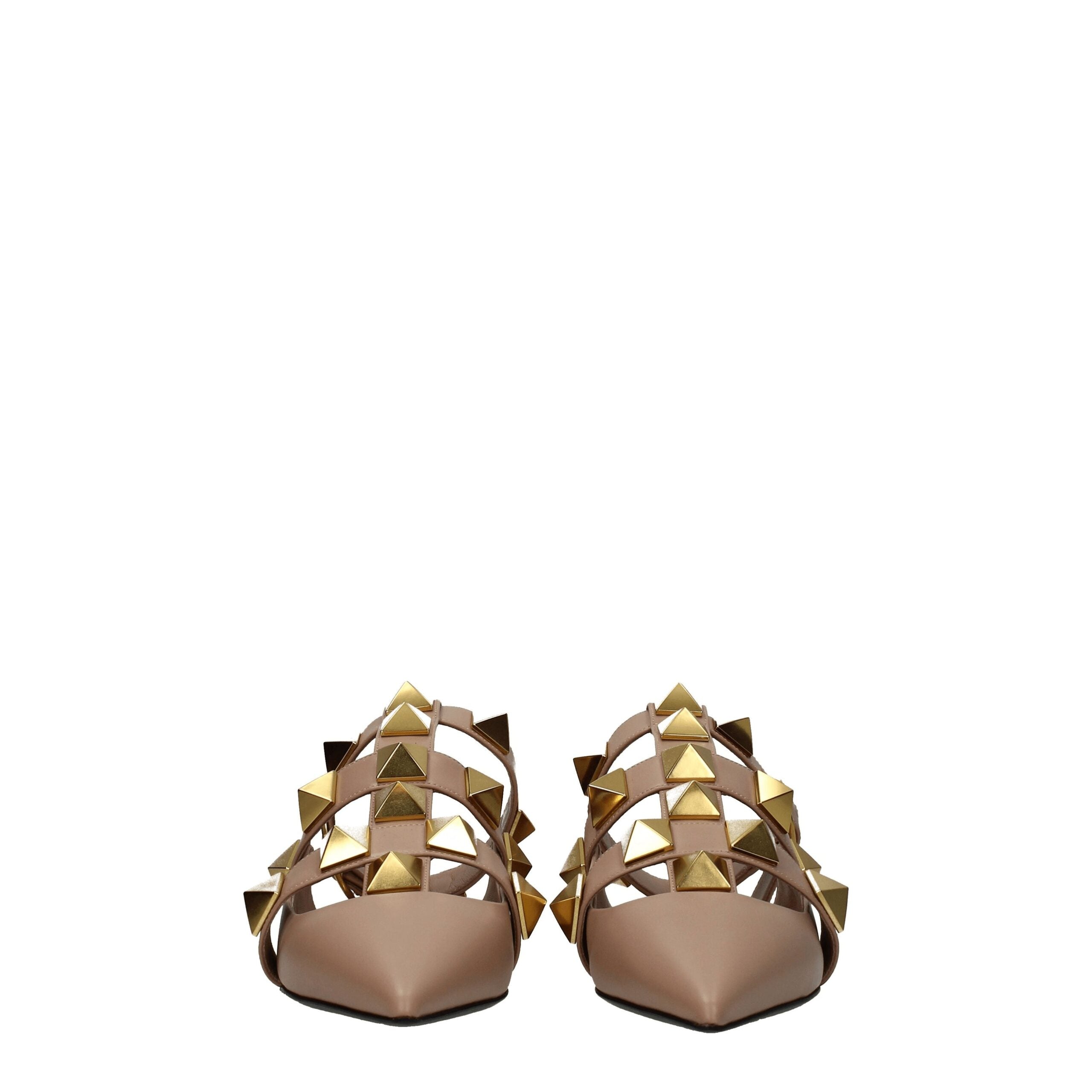 Pink Leather Flat Sandals - ventzia