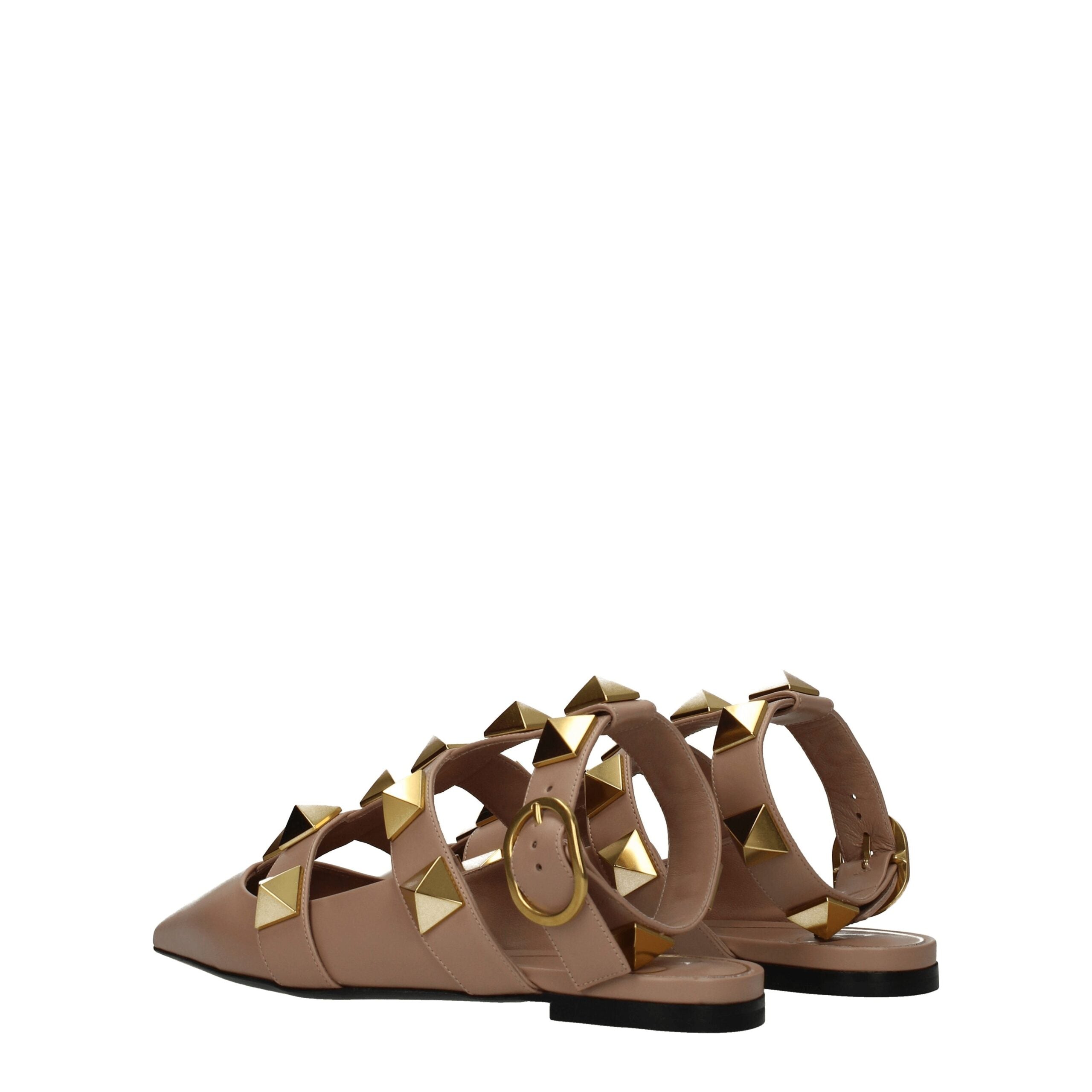 Pink Leather Flat Sandals - ventzia