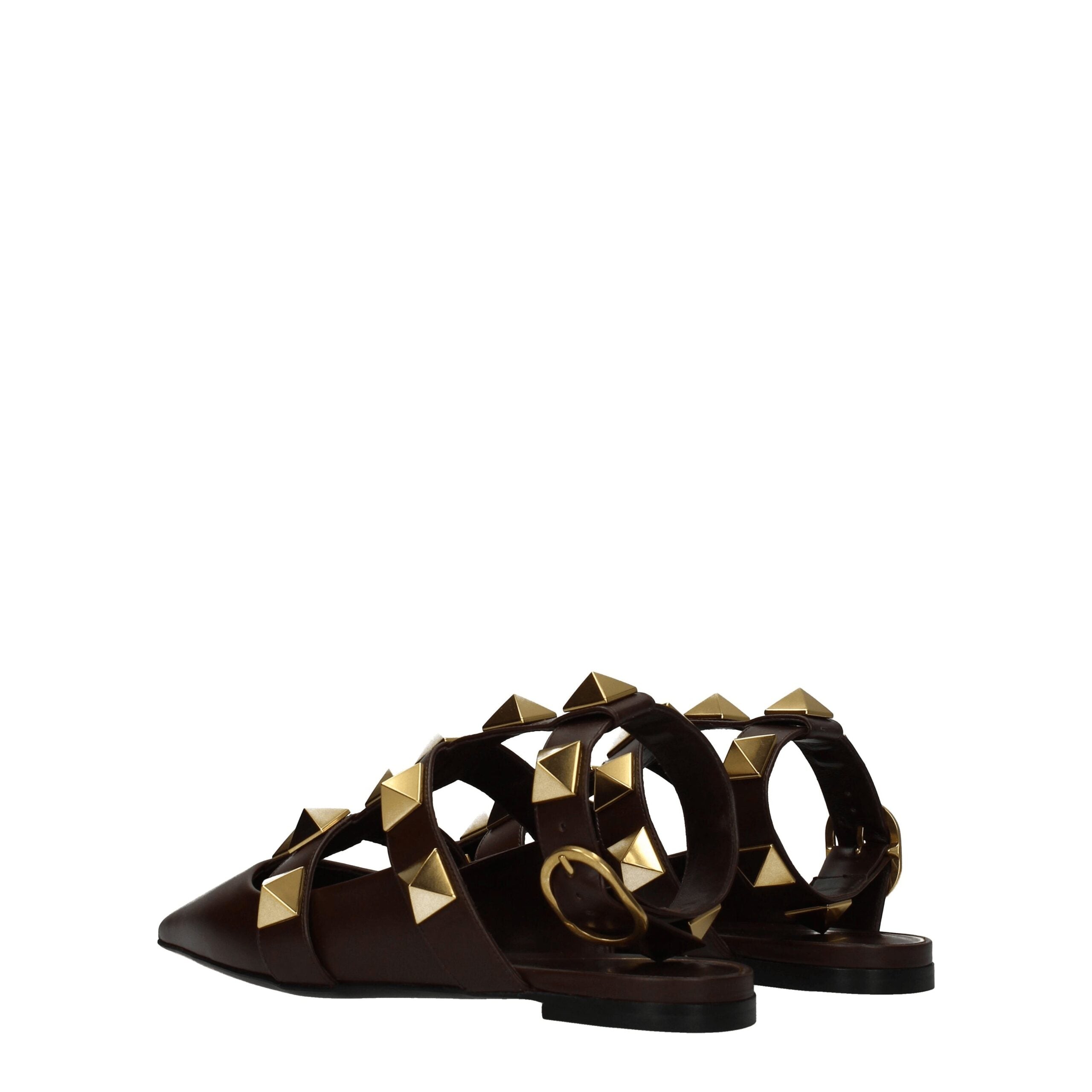 Brown Leather Flat Sandals - ventzia
