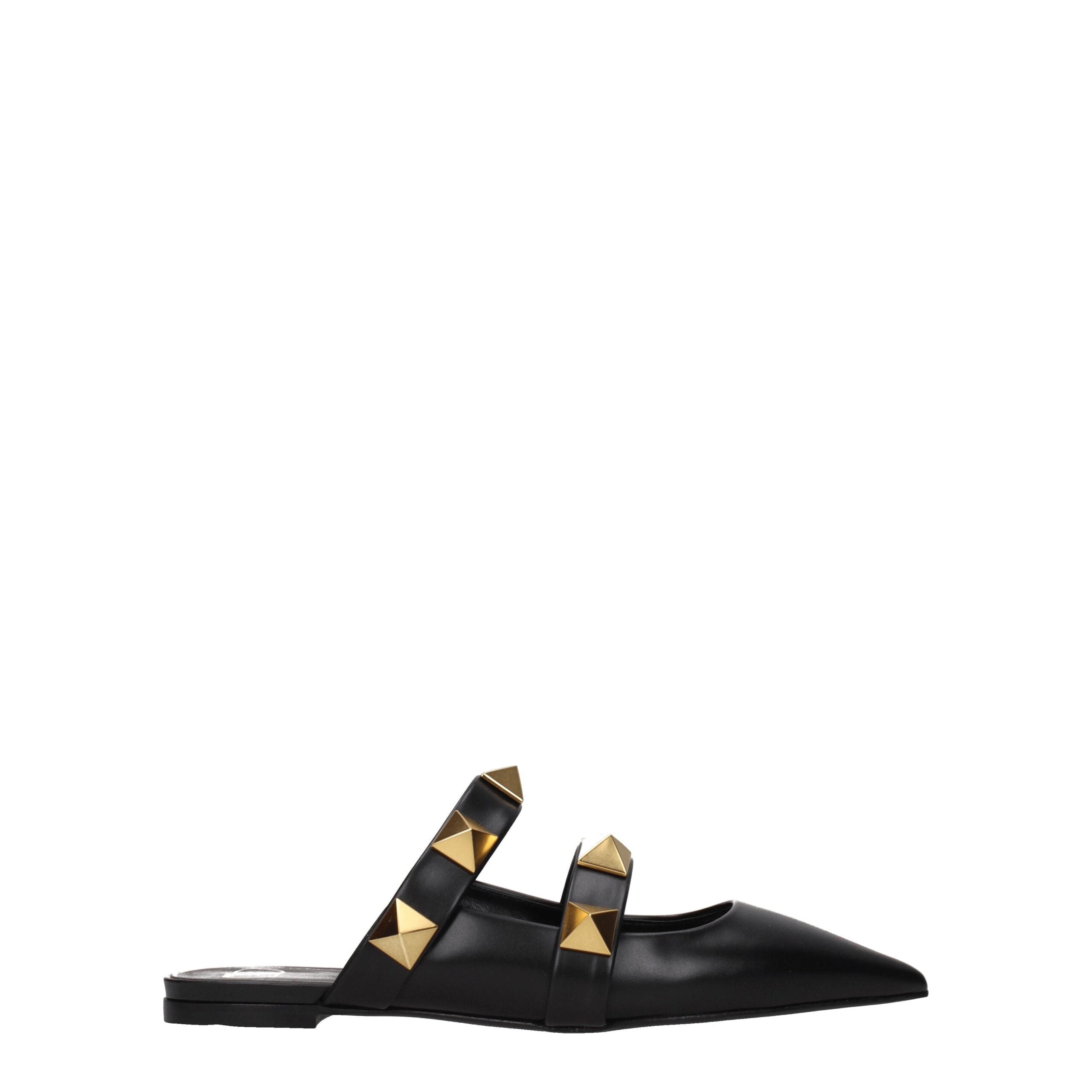 Black Leather Mules - ventzia