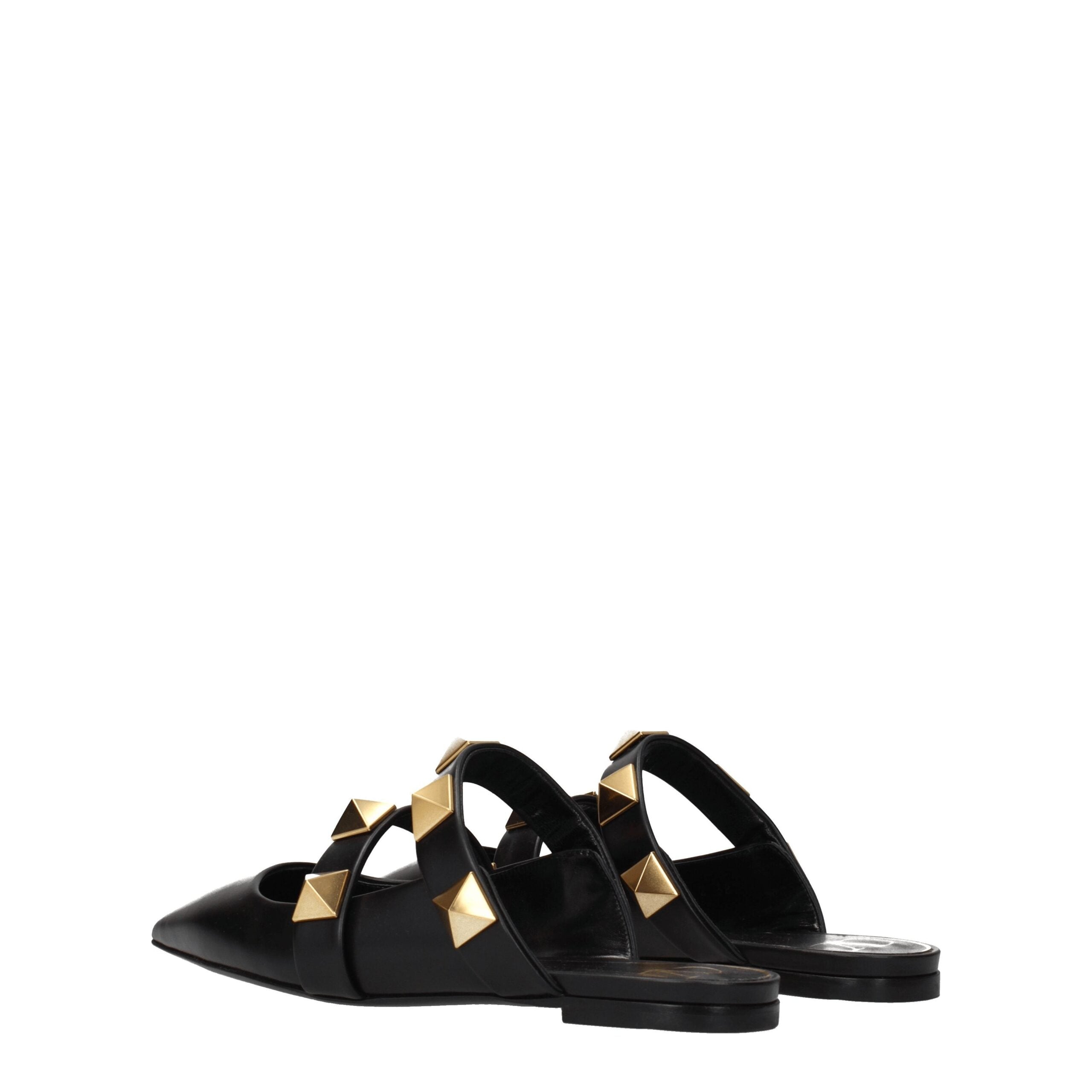 Black Leather Mules - ventzia