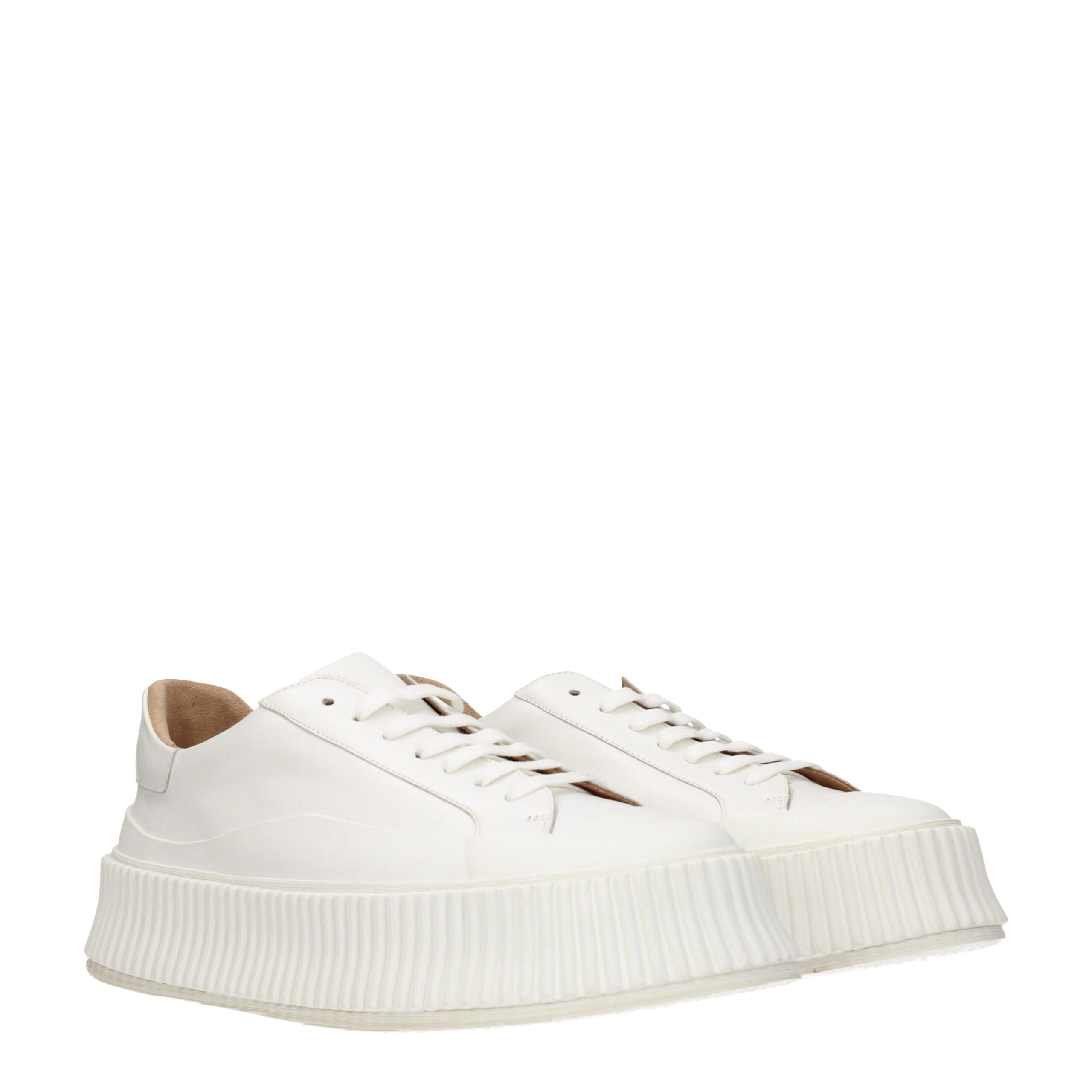 White Leather Platform Sneakers