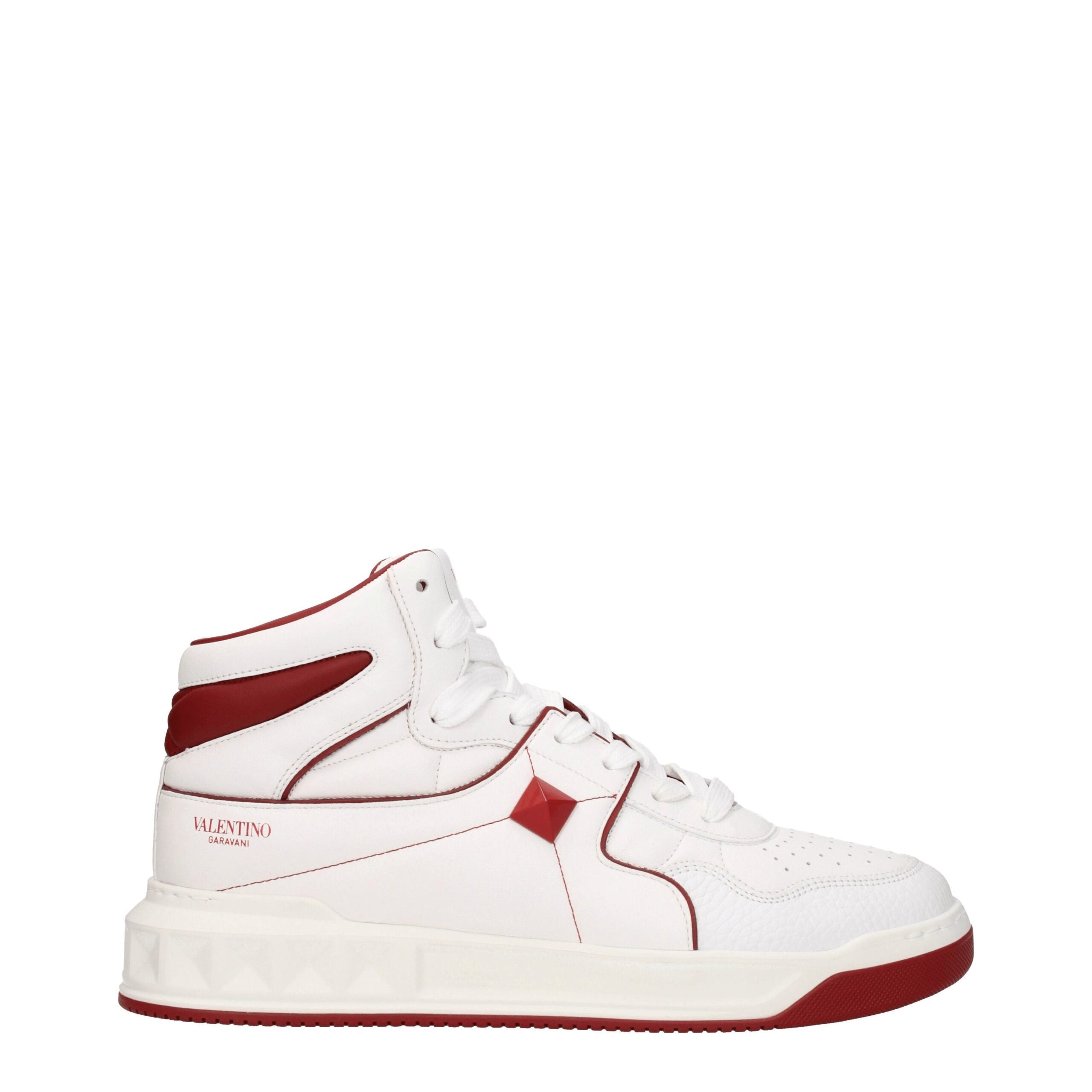 White Leather High Top Sneakers - ventzia