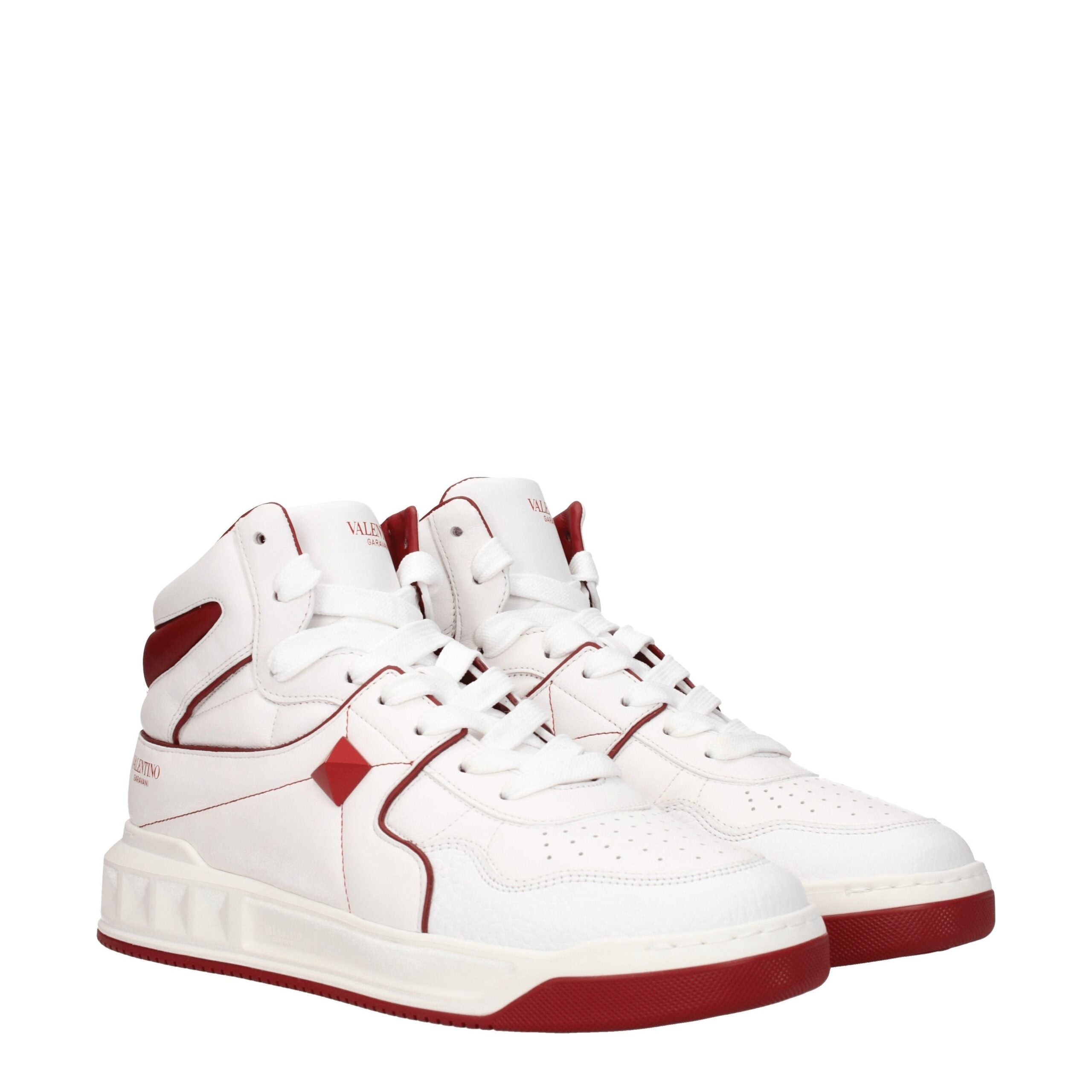 White Leather High Top Sneakers - ventzia