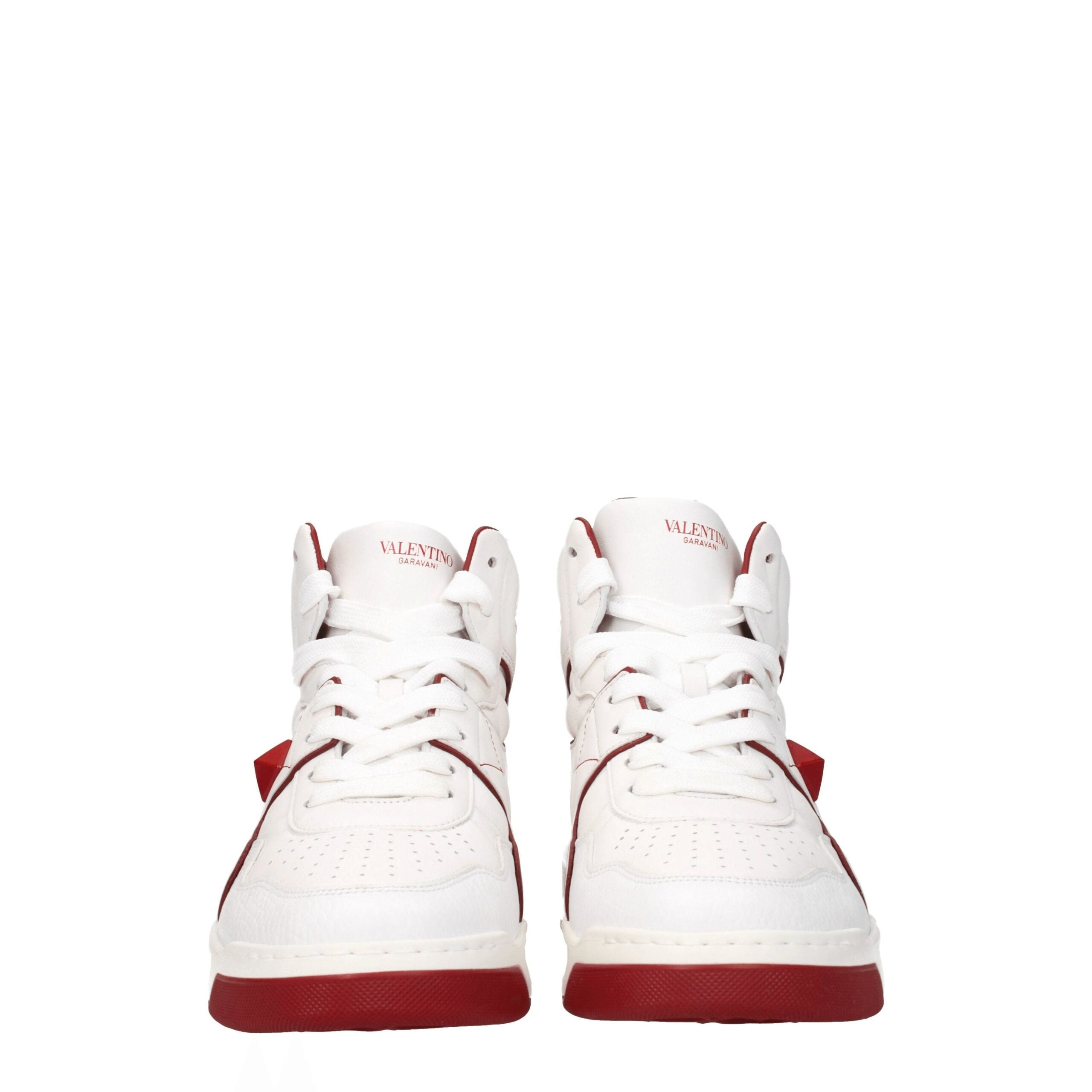 White Leather High Top Sneakers - ventzia