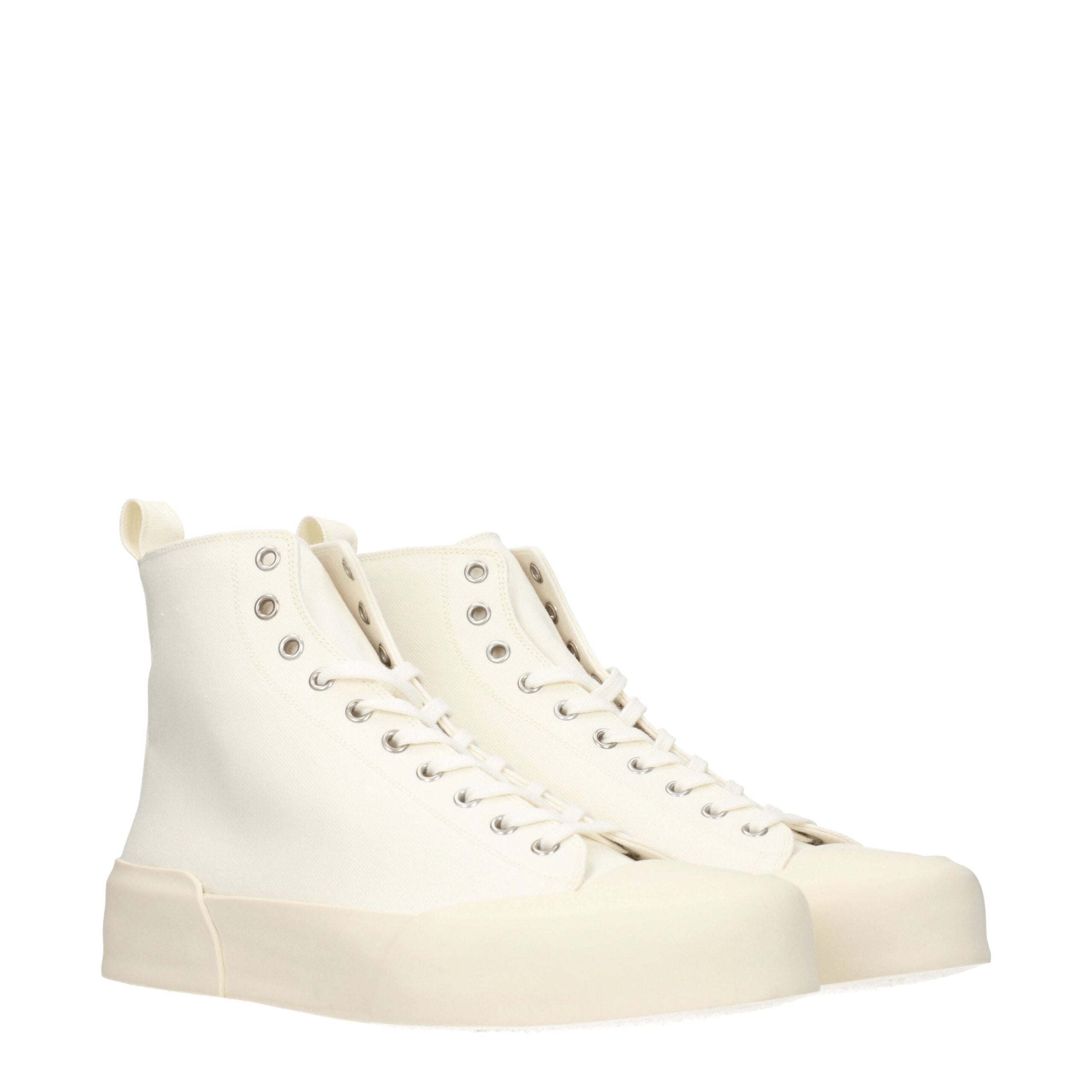 Beige Fabric High Top Sneakers - ventzia