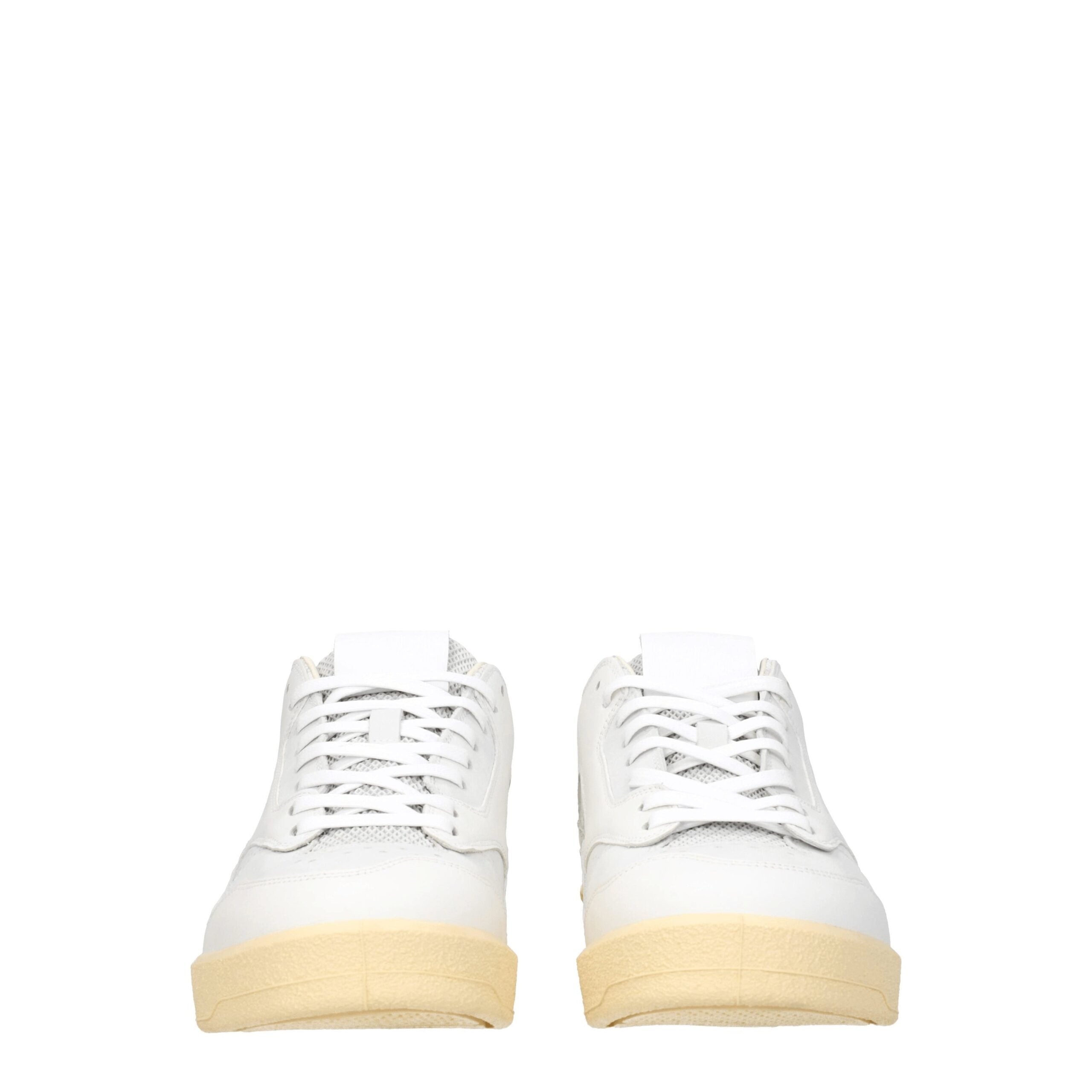 White Leather Low Top Sneakers - ventzia