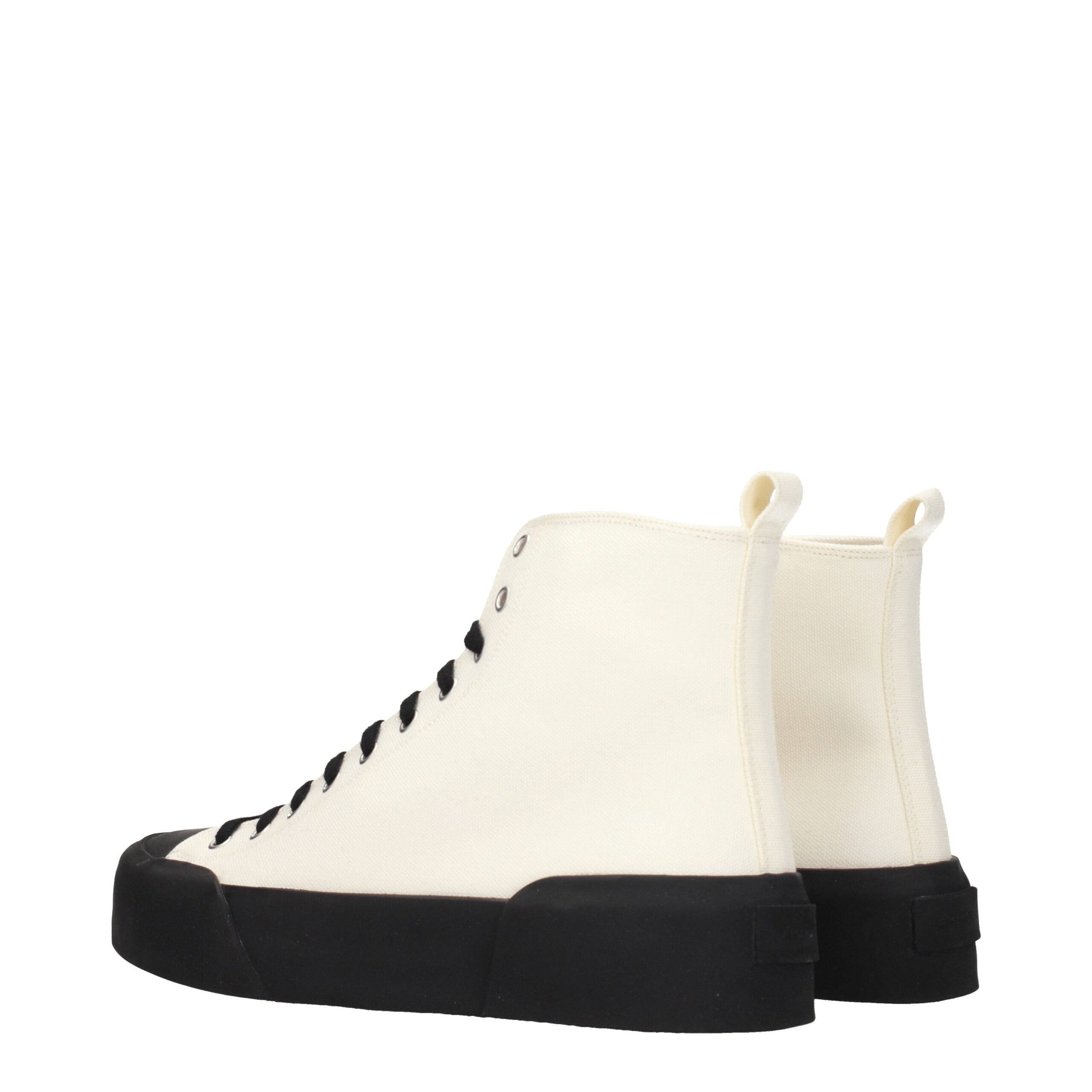 Beige Fabric High Top Sneakers