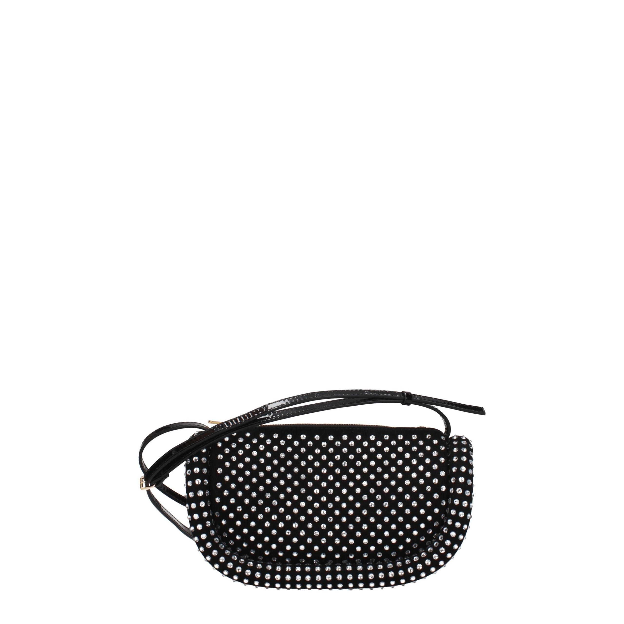 Black Leather Crossbody Bag - ventzia